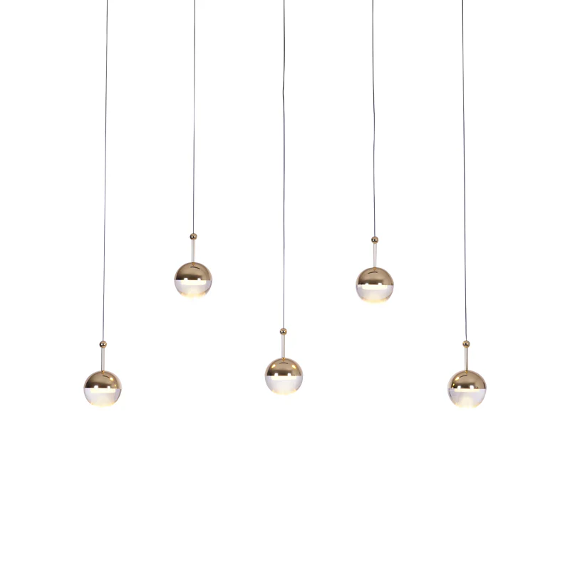 Подвесной светильник Restaurant Art LED - 5 плафонов ∅70см x 200см, розовое золото, теплый свет