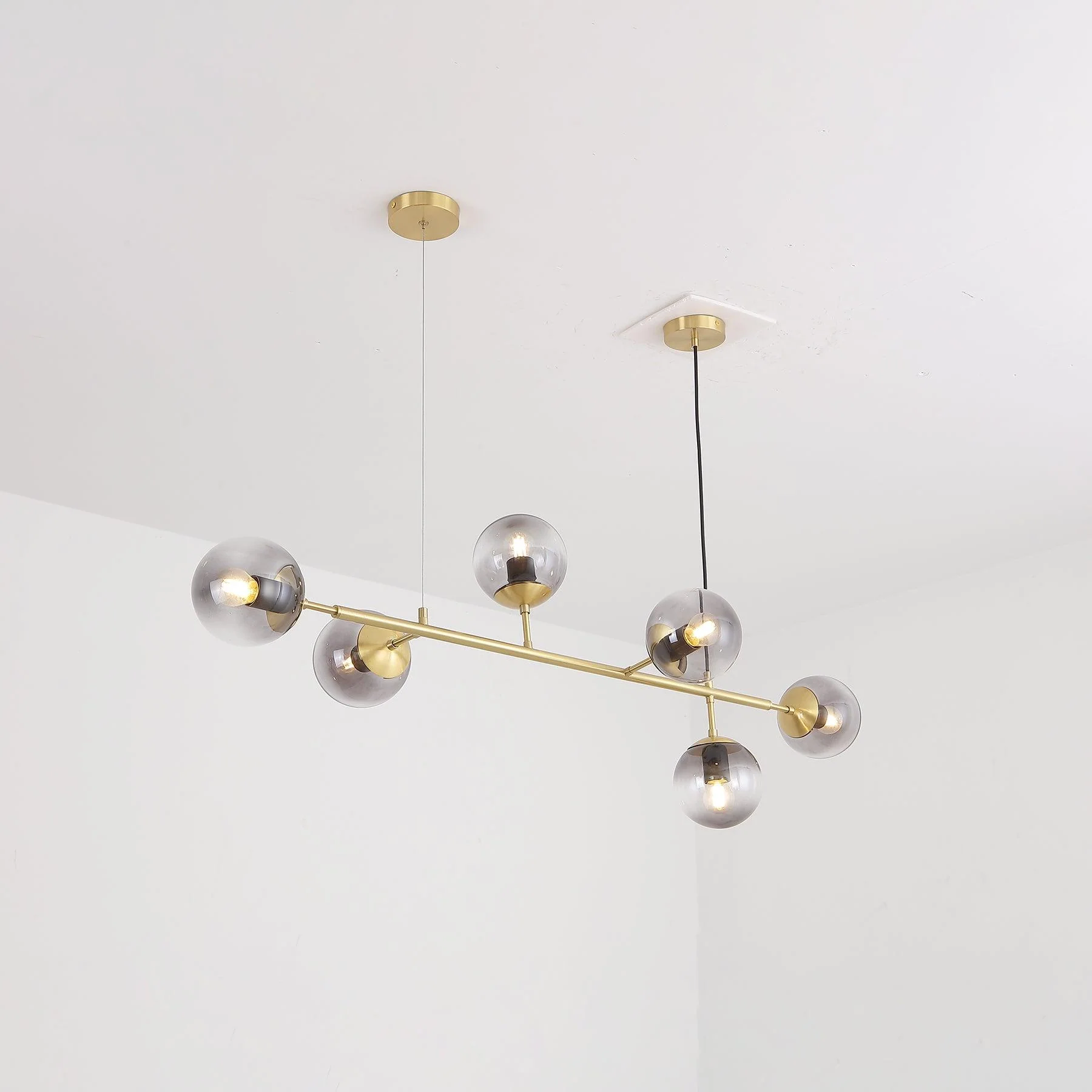 Люстра Orb - 120см х 45см, черный, янтарь