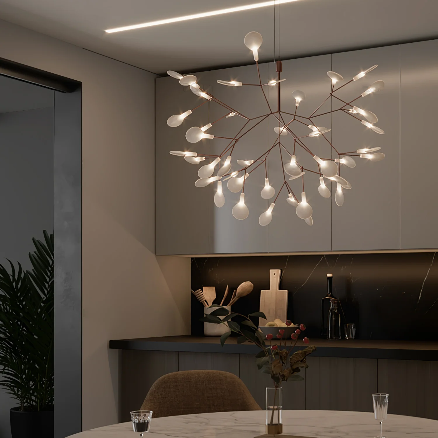 Люстра Rose Gold Firefly LED - 81 источник света ∅100см x 40см, розовое золото, холодный свет