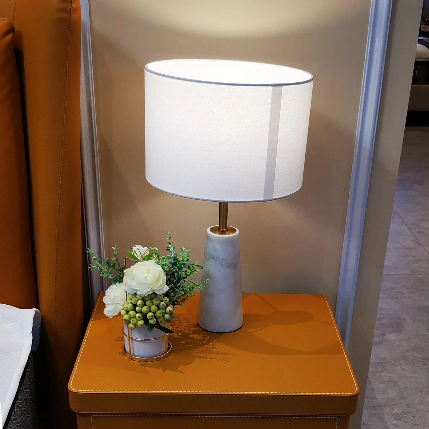 Norrington Table Lamp - ∅ 11″ x H 18.8″/ Dia 28cm x H 48cm / Gold & White Marble / AU plug