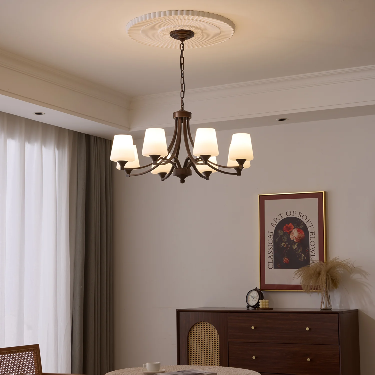 Люстра Ardena Classic - 3 источника света ∅60см x 40см, темно-коричневый, белый
