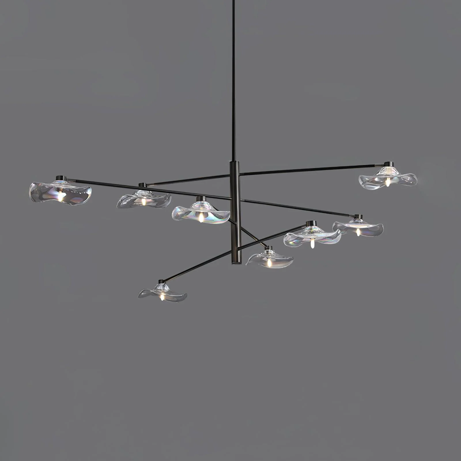 Люстра Lotus Leaves Glass - 6 плафонов ∅120см x 30см, золотой, прозрачное стекло