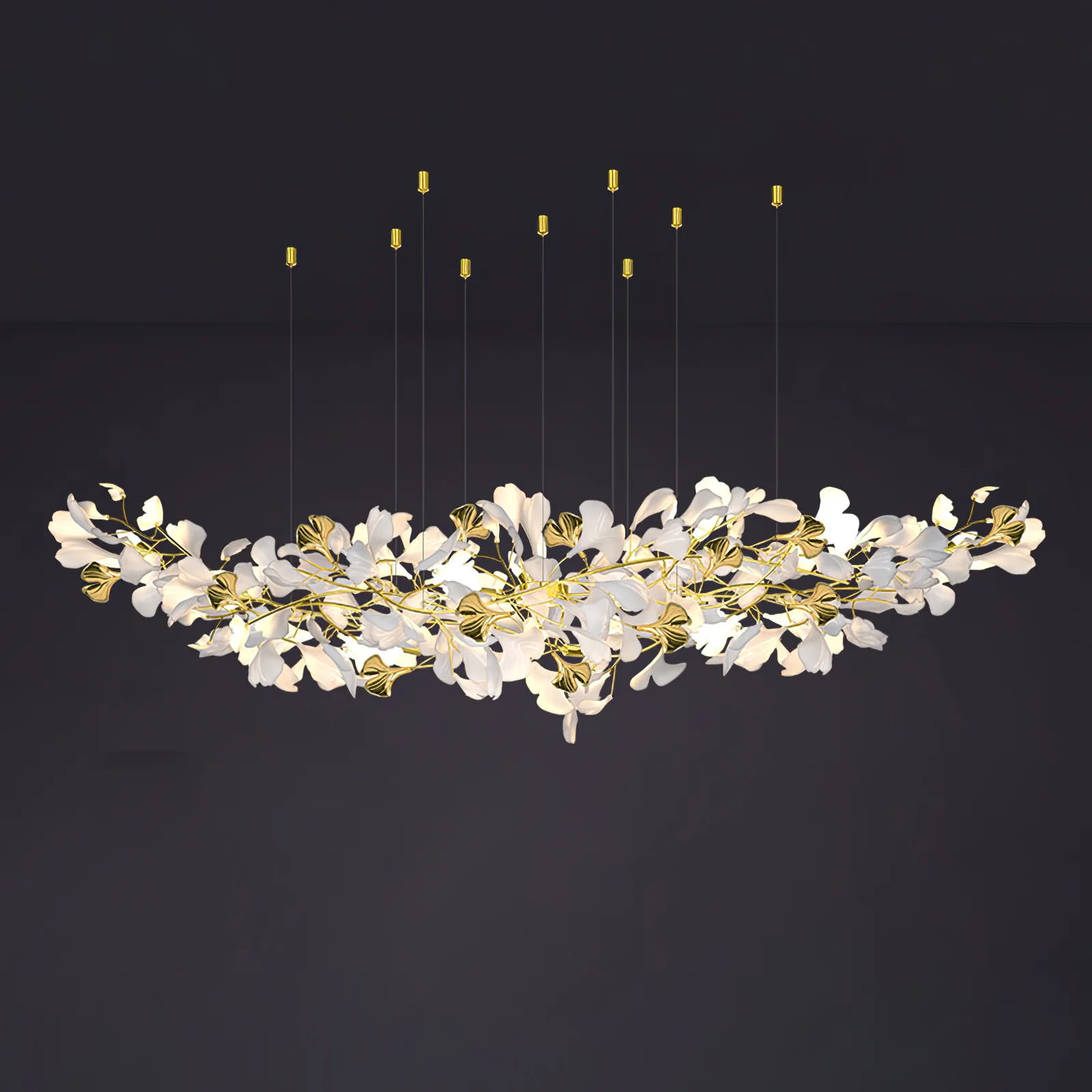 Люстра Gingko Z - ∅150см x 400см, золотой, белый