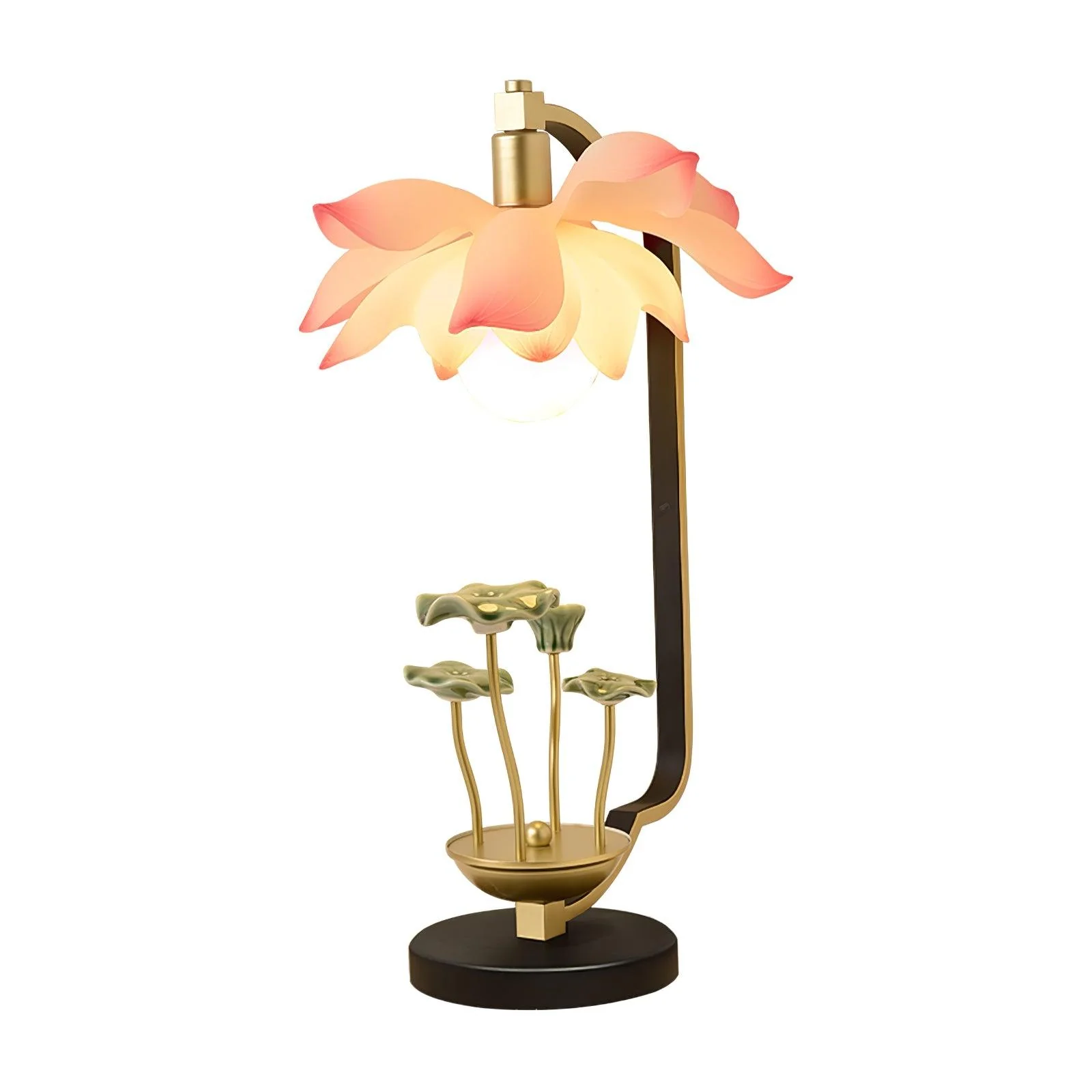 Настольный светильник Lotus - ∅27см x 49см, черный, золотой, белый