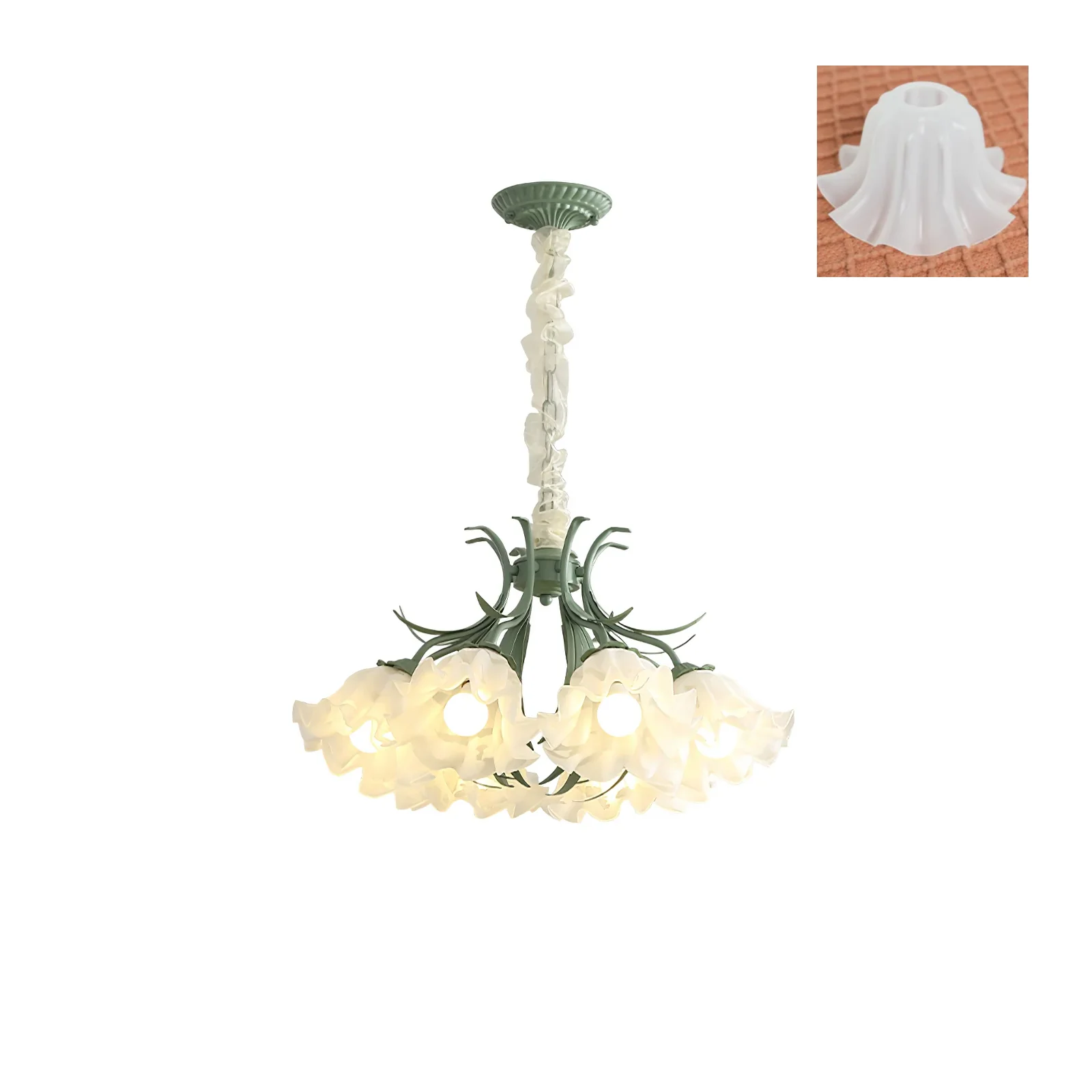 Люстра Lily of the Valley Flower - 3 плафона ∅53см х 32см, зеленый, белый, стекло
