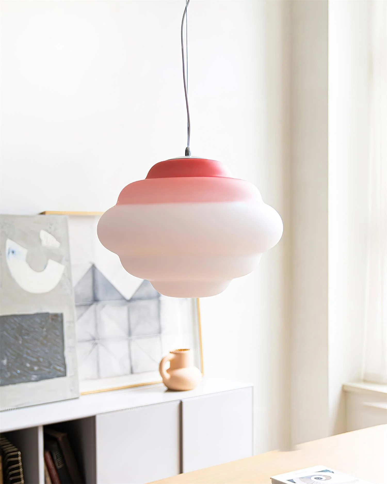 Подвесной светильник Gradient Cloudy - ∅40см x 30см, градиент красный