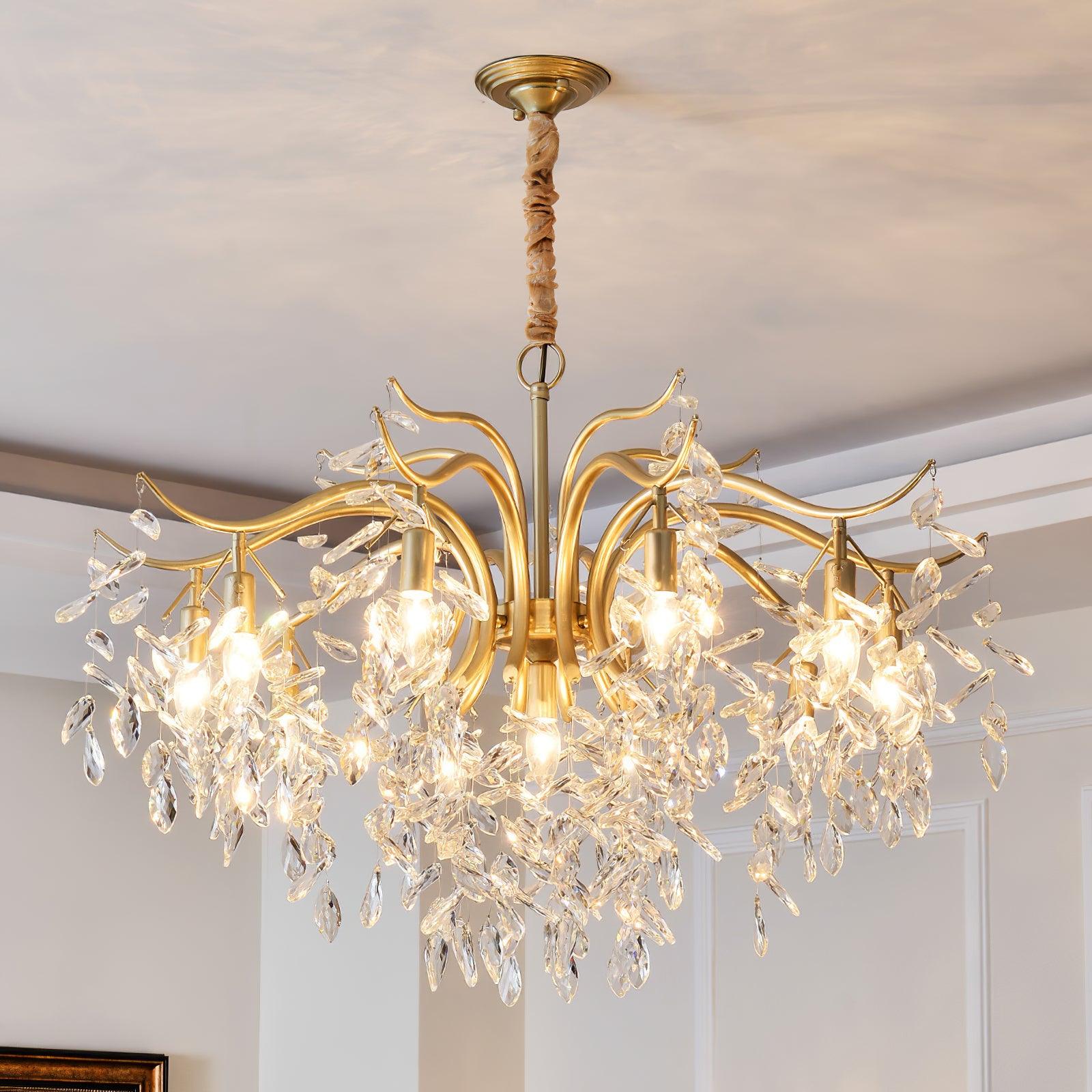 Люстра Dorale - 7 подвесов ∅60см x 32см, латунь, прозрачный