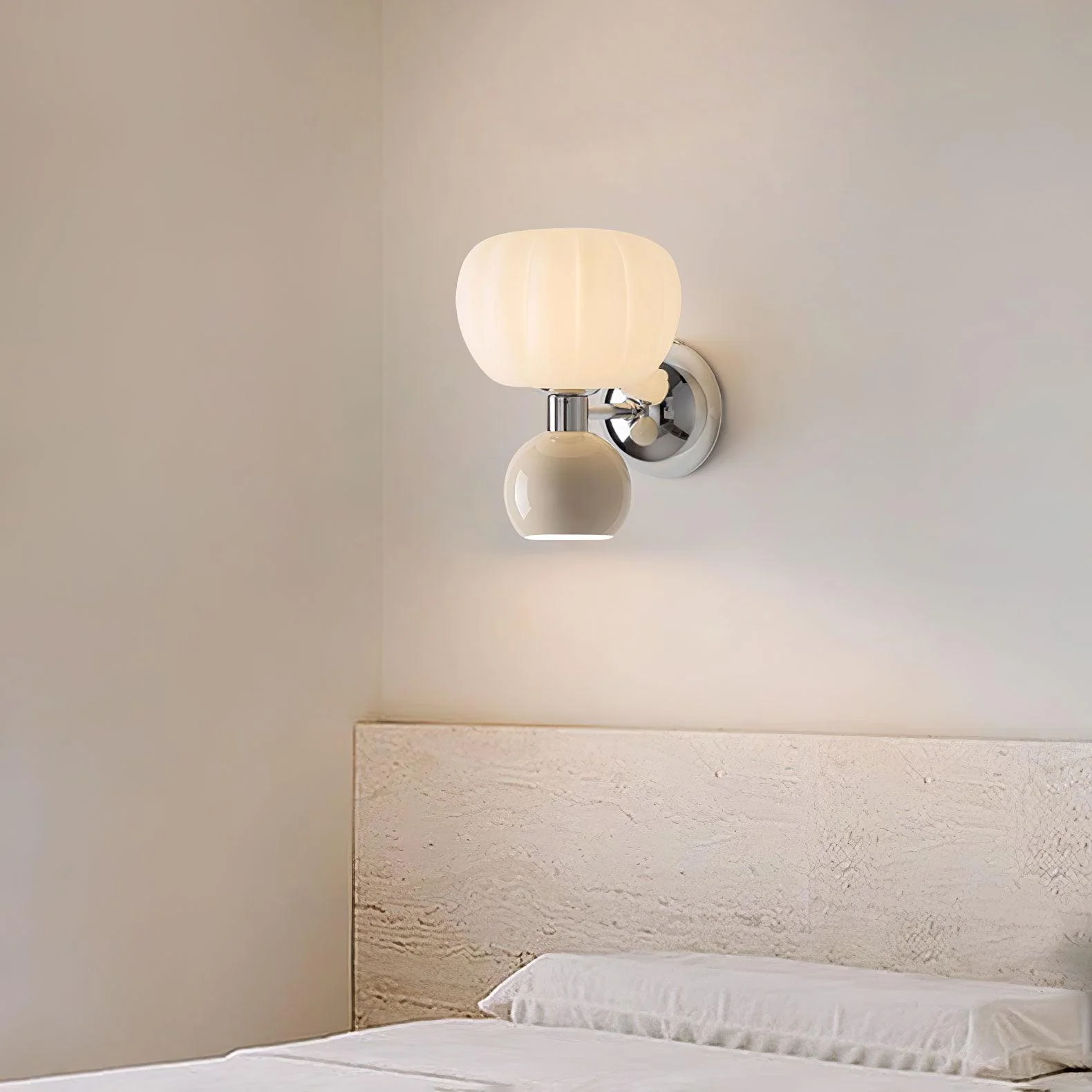 Moderno Cream Sconce - Set of 2 / Chrome & Green