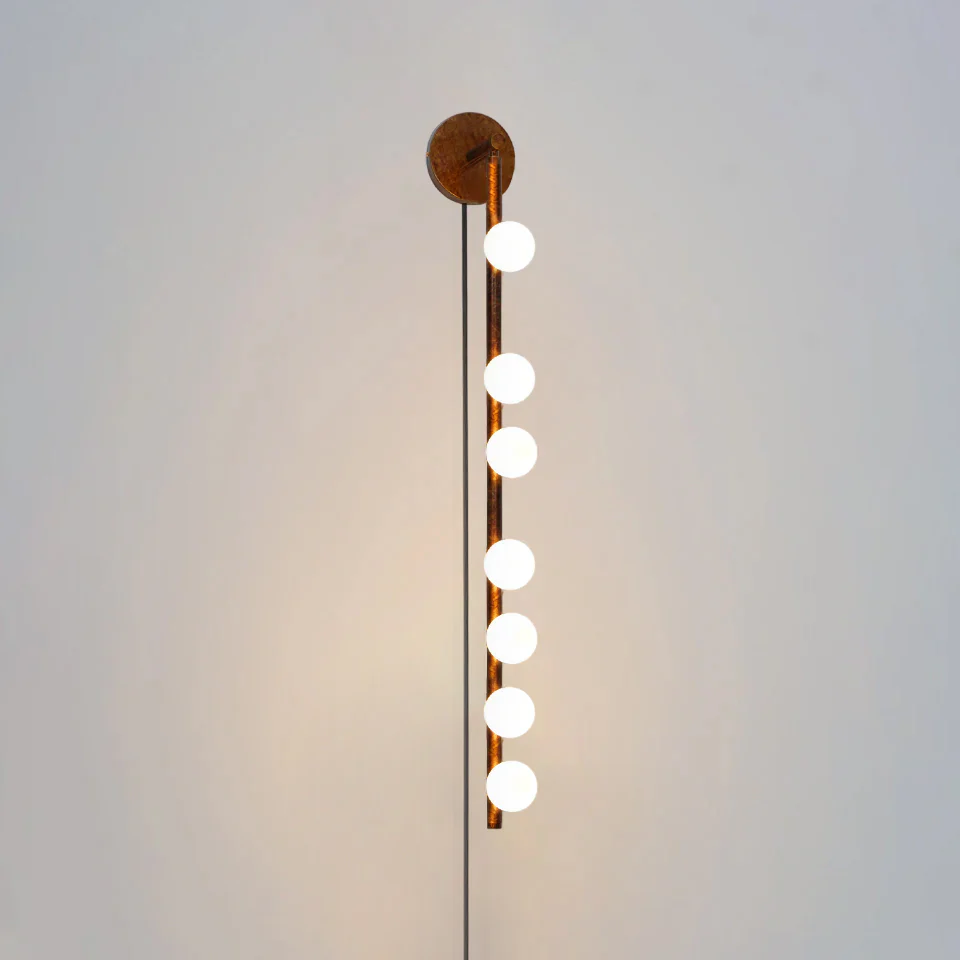 Настенный светильник Brass Glass Tube Plug-in - 7 источников света ∅12см x 100см, латунь, белый