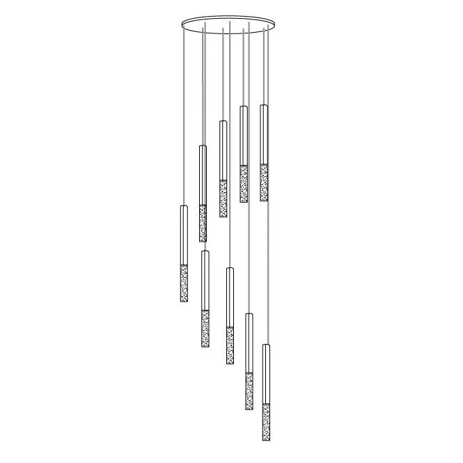 Подвесной светильник Shine Vertical Plumage Suspension - 5 плафонов ∅30см x 200см, черный, теплый свет