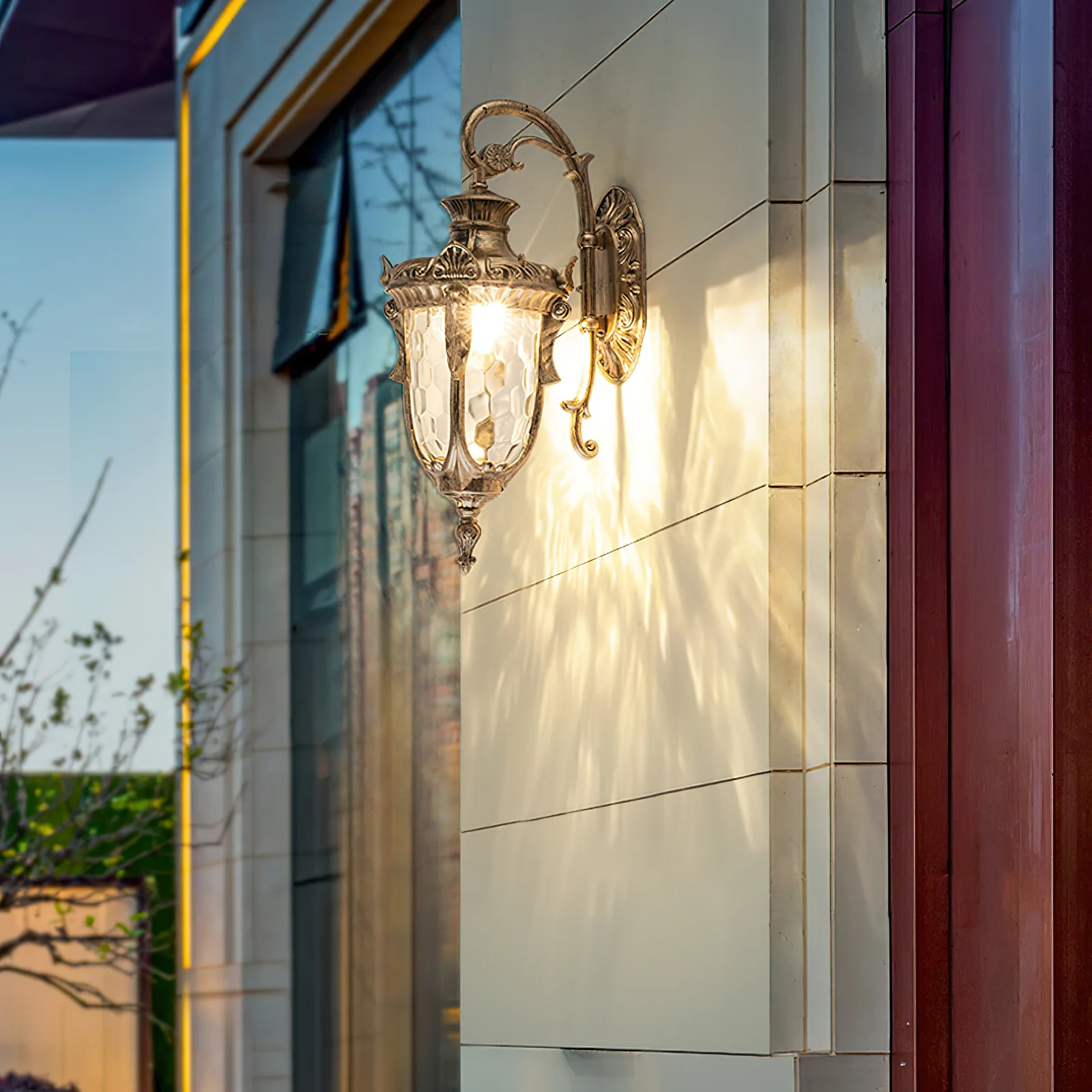Heritage Outdoor Wall Lamp - L 10.2” x W 7.5” x H 20.5” / Gold / Set of 2