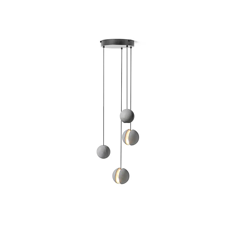 Подвесной светильник Moon Concrete - 2 плафона ∅24см x 150см, серый