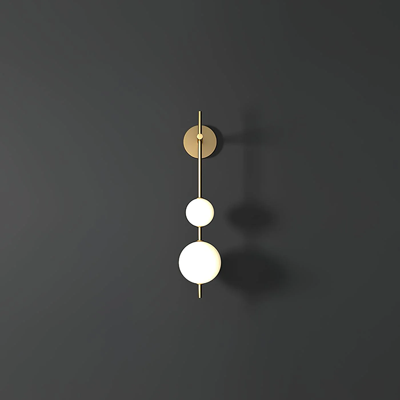 Настенный светильник Vertical Globe - ∅15см x 65см, латунь, стеклянный шар, нейтральный свет