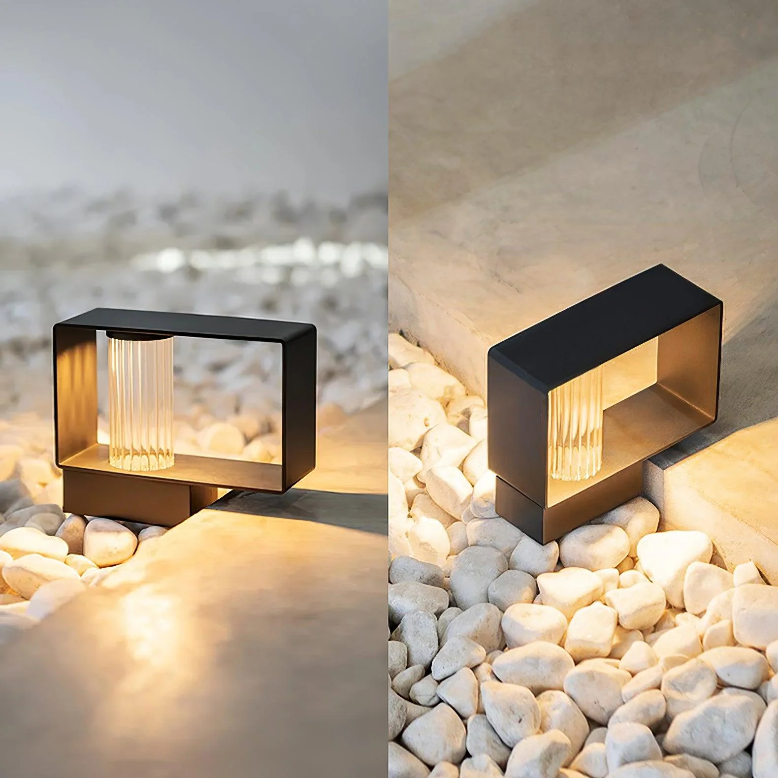 Уличный светильник Frame - модель A, проводная версия, 12см x 10см x 40см, теплый свет