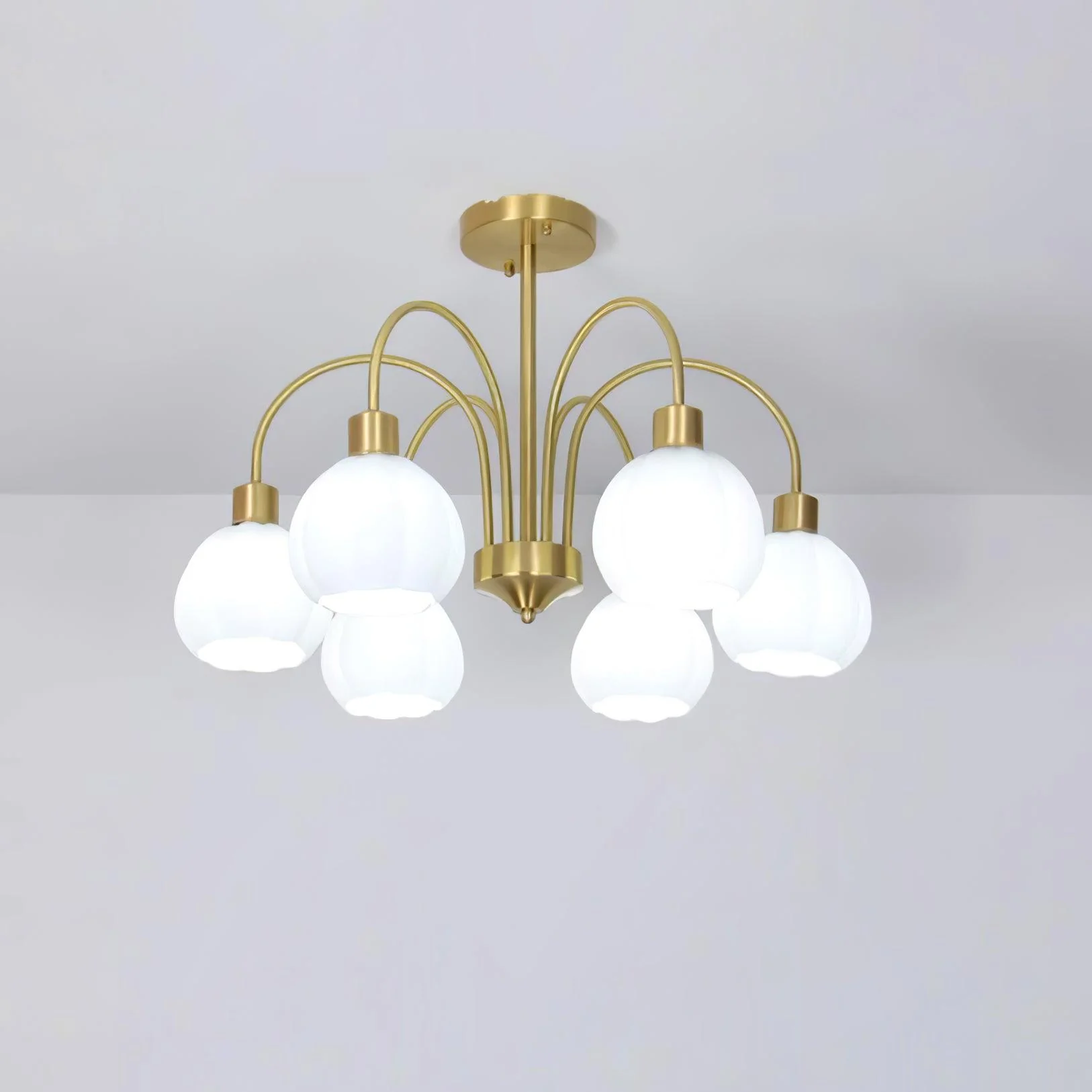 Люстра Glass Pumpkin Gold - 5 плафонов ∅60см x 38см, золотой, белый