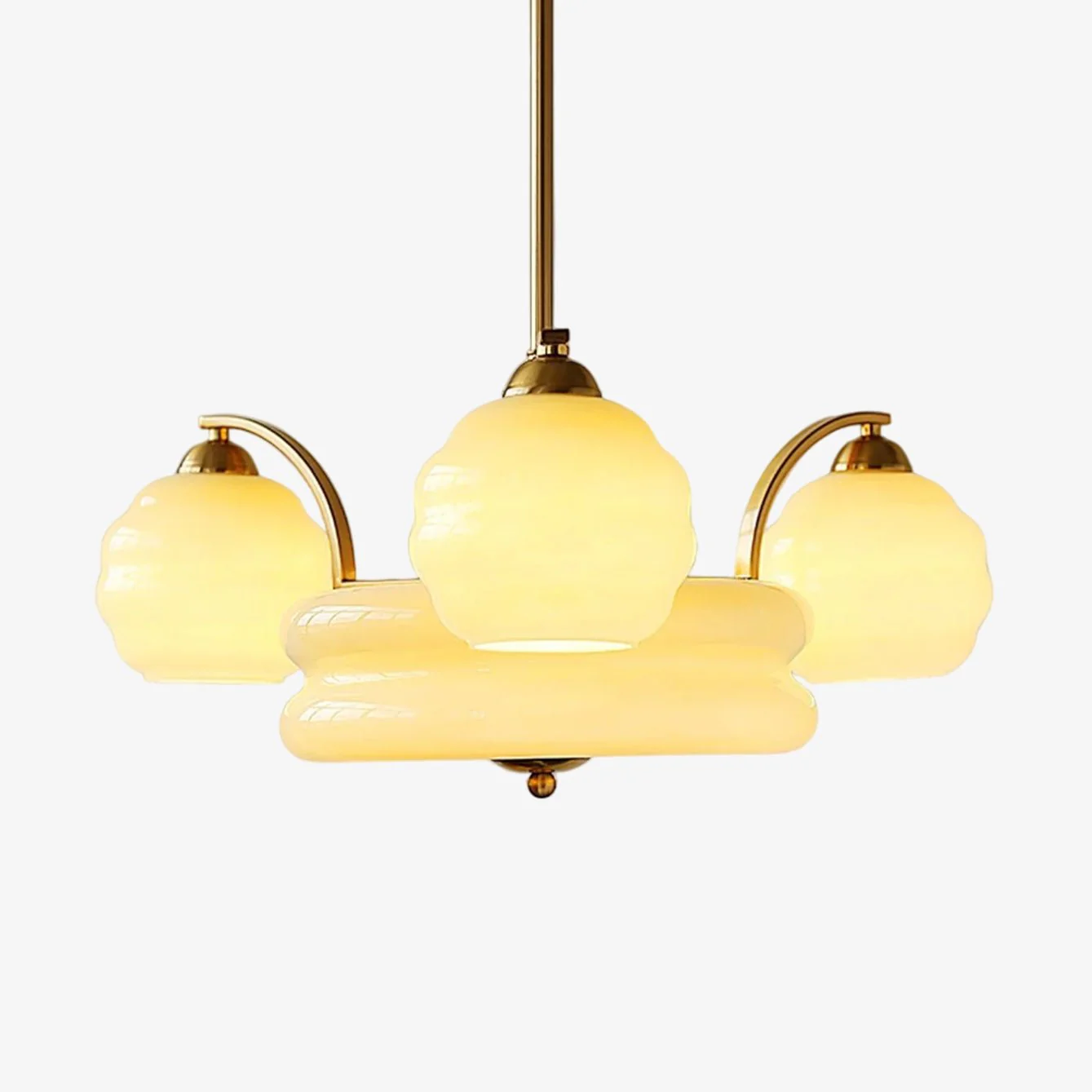 Люстра Art Deco Vintage - 3+1 плафона ∅62см x 28см, золотой, белый