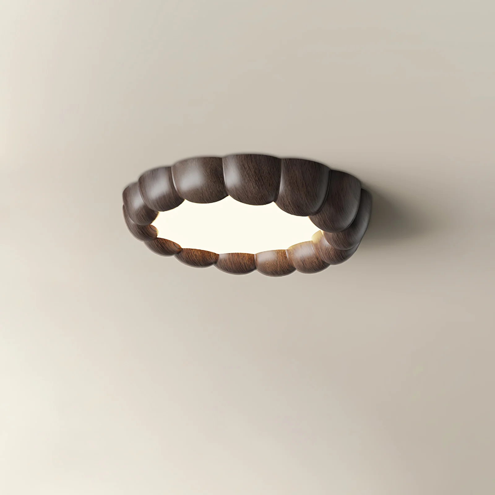 Потолочный светильник Faux Wood Ripple - модель B ∅50см x 6см, натуральная текстура дерева, 3000-6500К