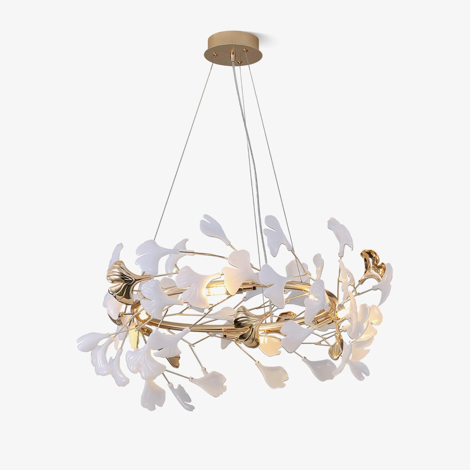 Люстра Gingko T - модель A, ∅120см x 35см, золотой, белый