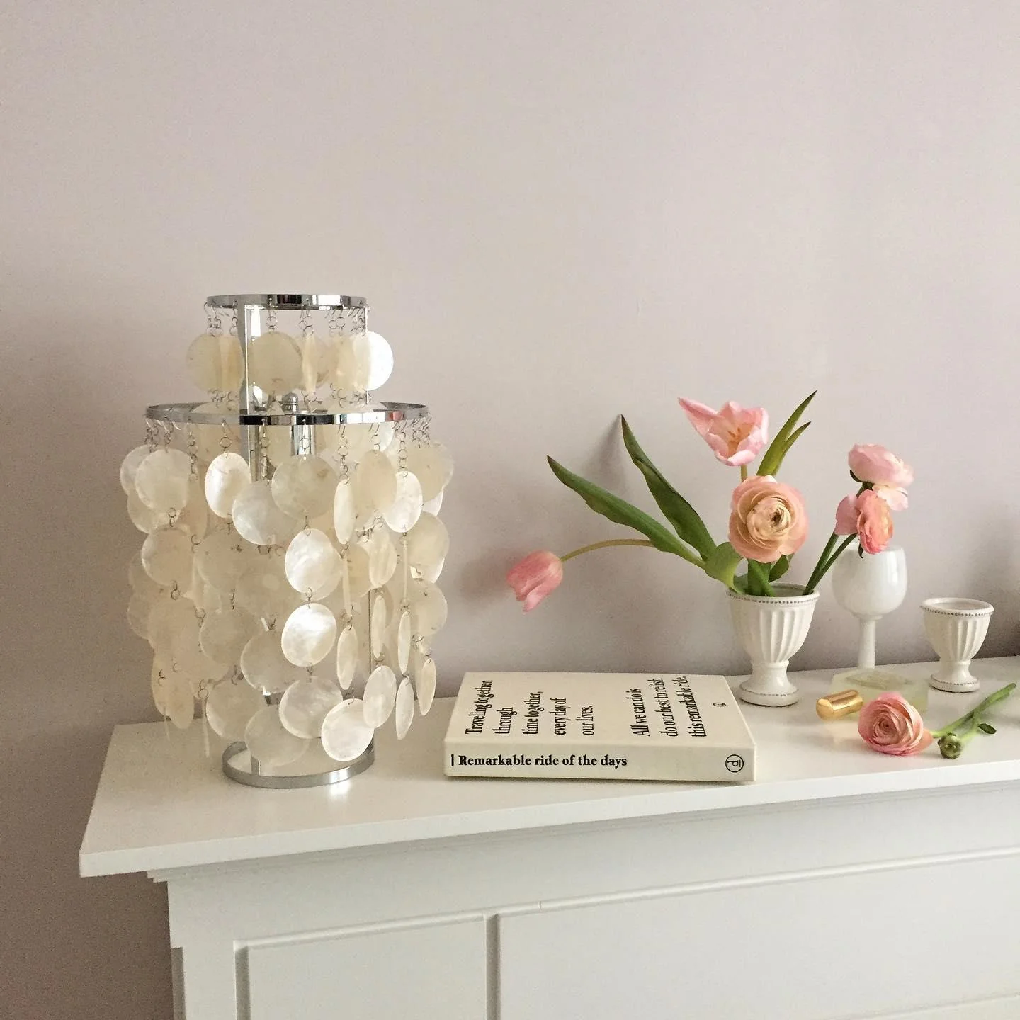 Настольный светильник Round Shell - ∅30см x 48см, хром