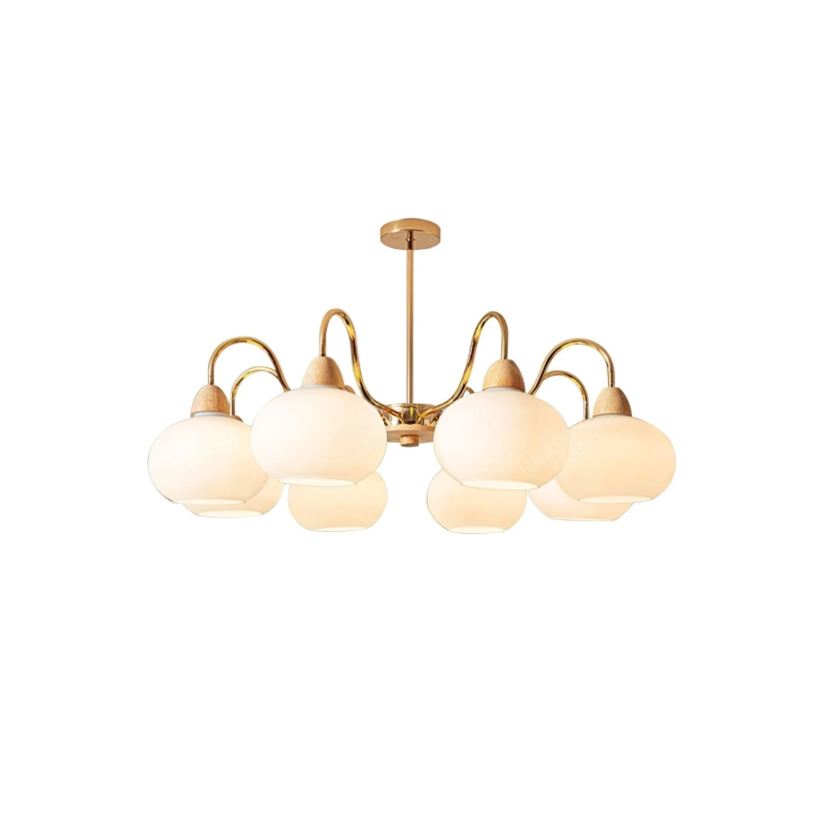 Люстра Glass Persimmon - 5 плафонов ∅66см x 34см, золотой, белое стекло