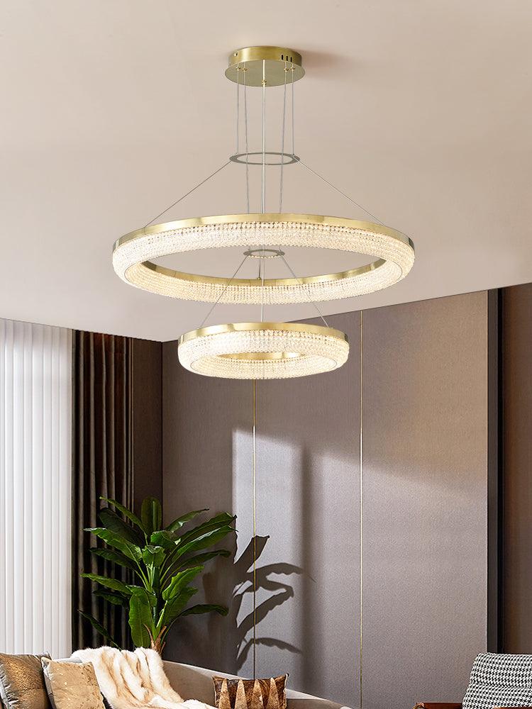 Люстра Round Ring Crystal - 90см x 35см x 7см, золотой, теплый свет