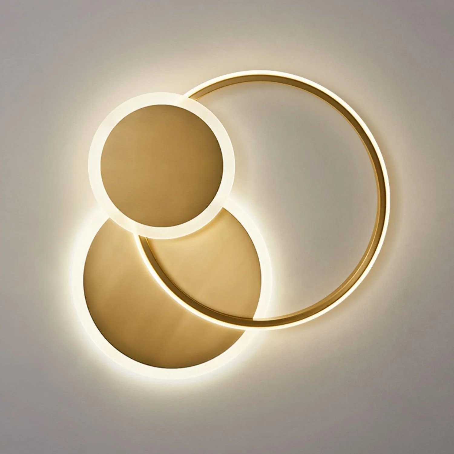 Потолочный светильник Circles LED - 52см x 52см x 6см, латунь, холодный свет
