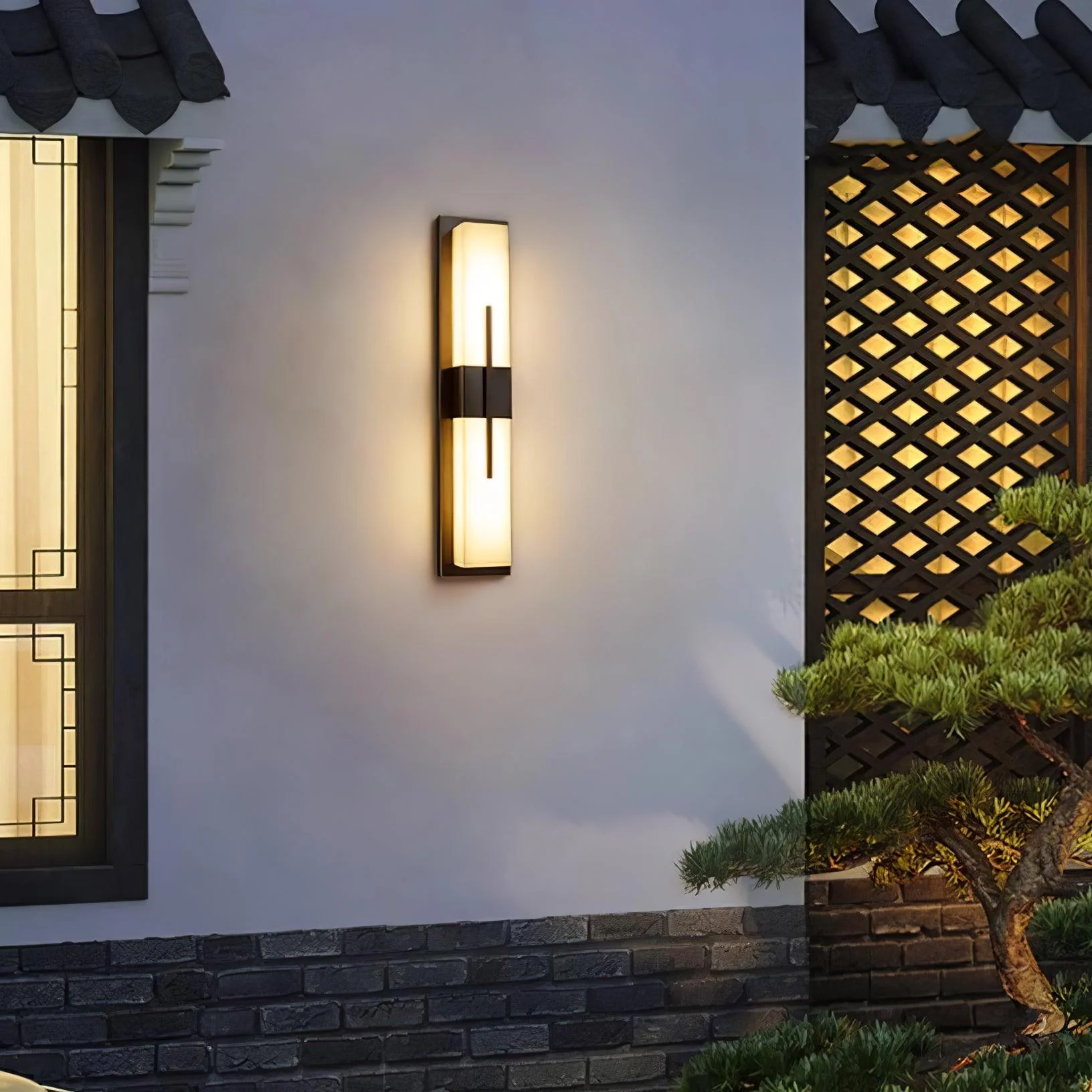 Possini Outdoor Wall Light - Set of 2 / Black & White / Cool Light