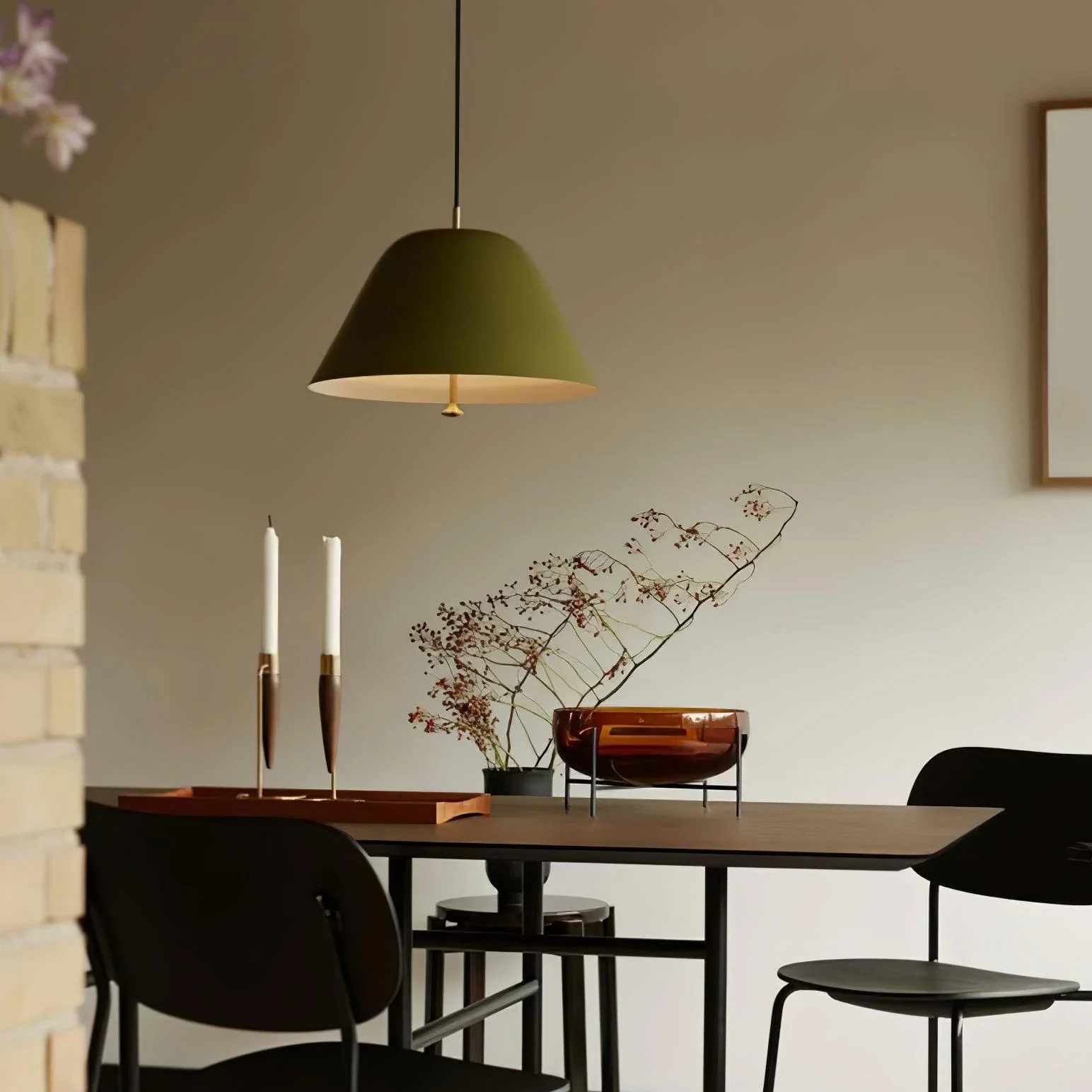 Подвесной светильник Minimalist - ∅28см x 150см, белый, черный