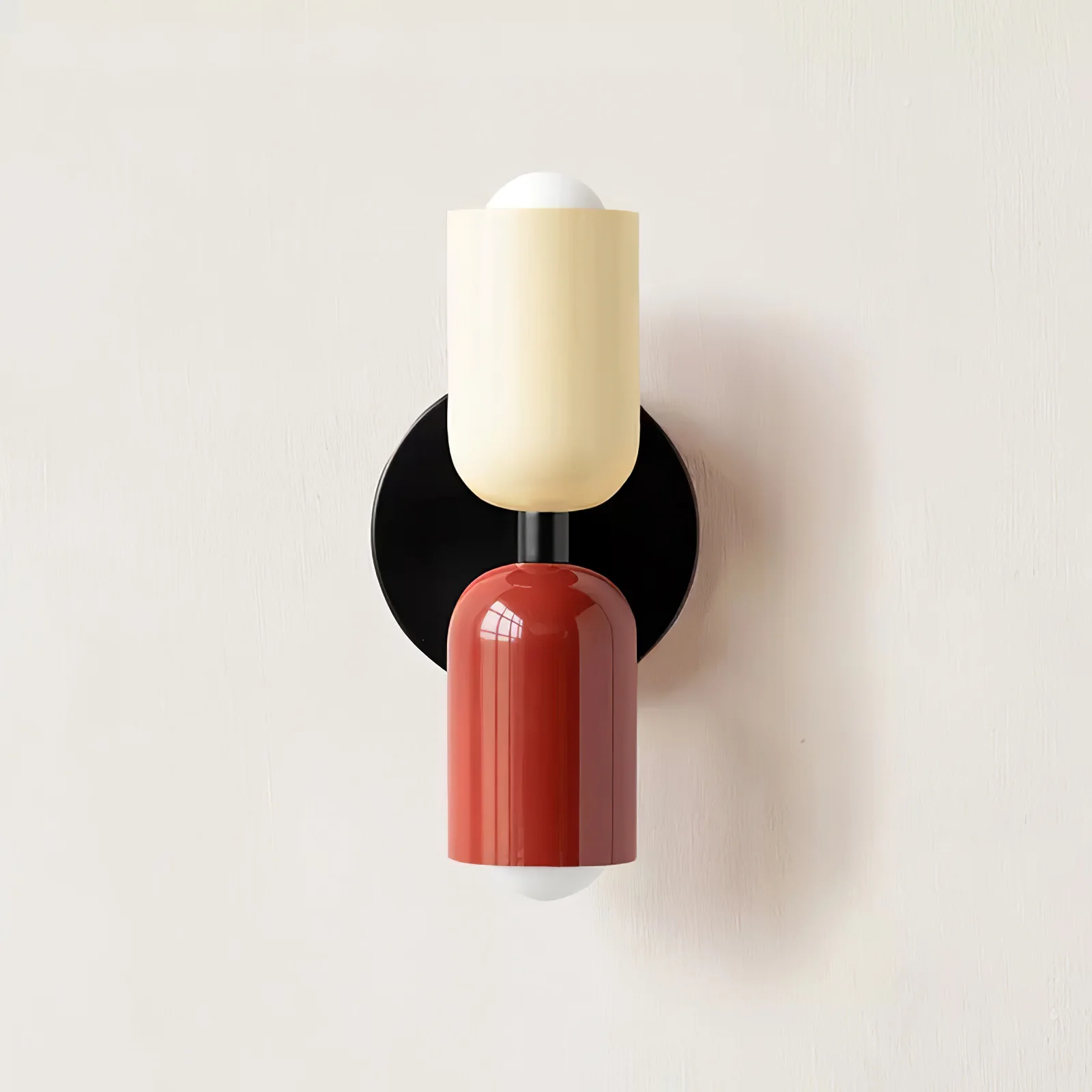 Couleur Double Wall Lamp - W 4.7″ x H 9.8″ / W 12cm x H 25cm / Beige & Red / Set of 2