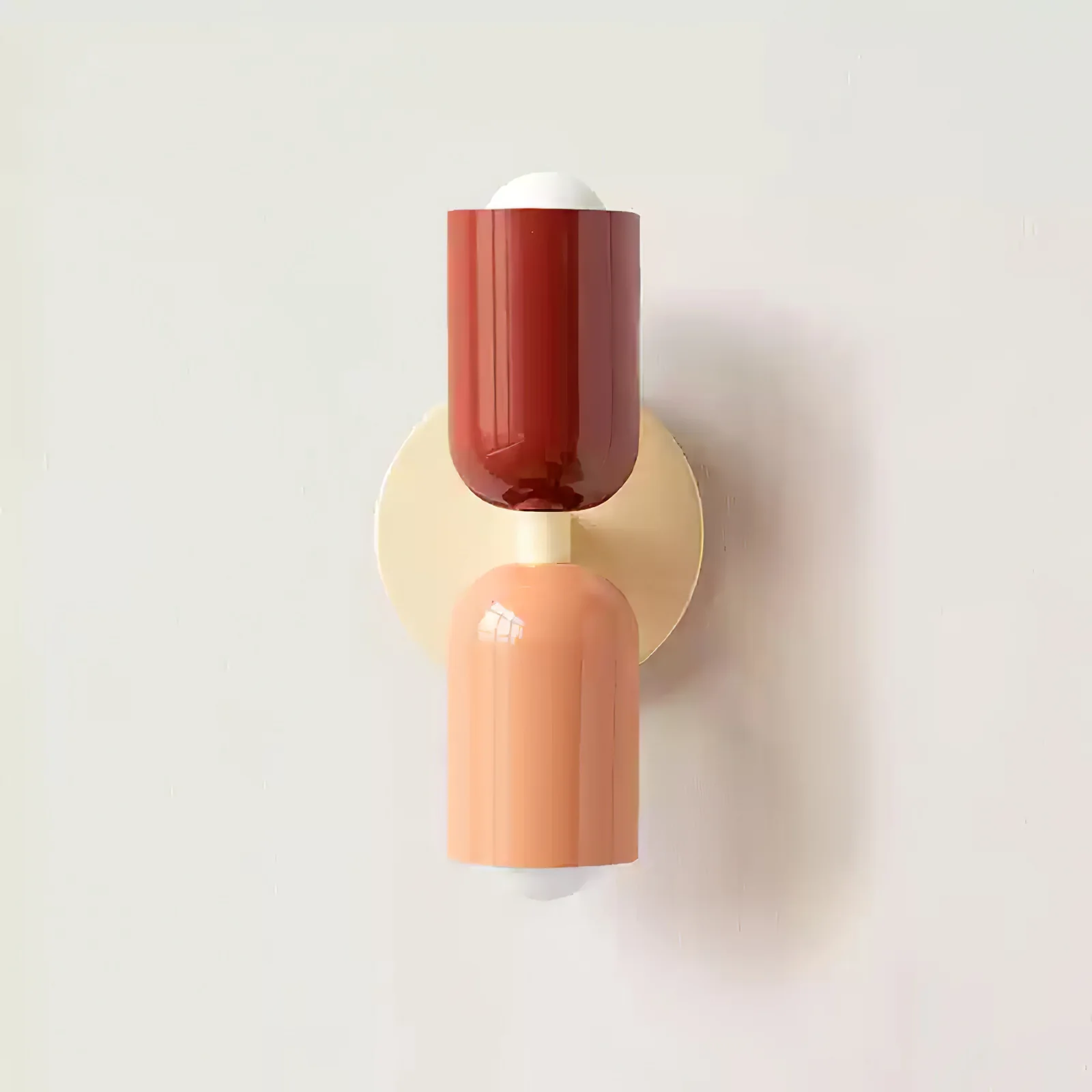 Couleur Double Wall Lamp - W 4.7″ x H 9.8″ / W 12cm x H 25cm / Beige & Red / Set of 2