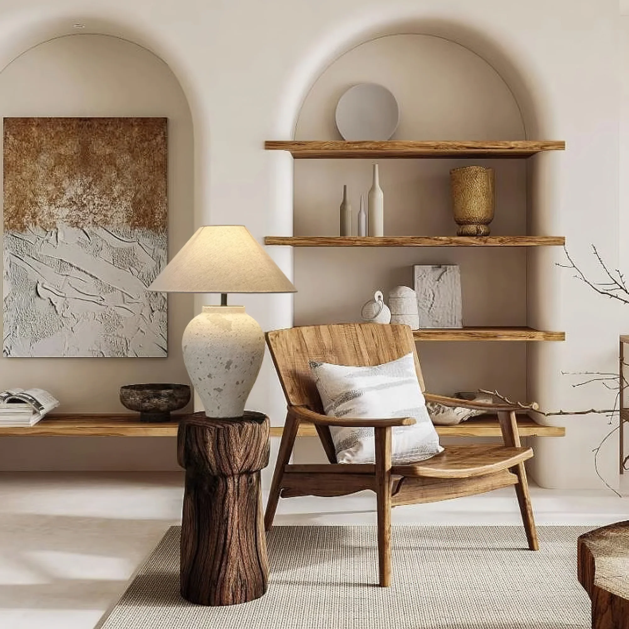 Настольный светильник Tuscan Stone - ∅45см x 56см, бежевый