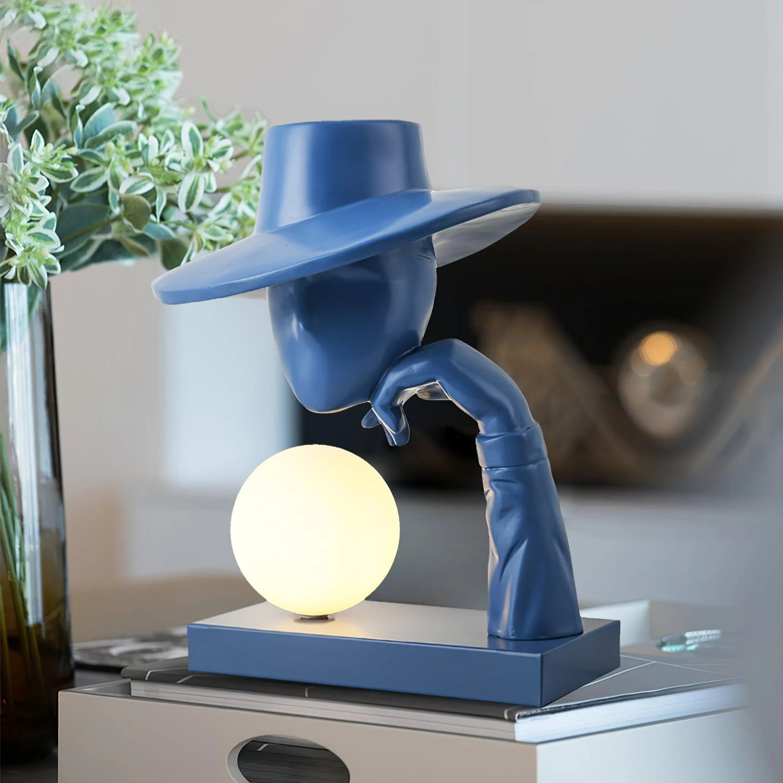 Juni Resin Novelty Lamp - ∅ 11″ x H 14.2″  / Dia 28cm x H 36cm / Blue / US plug