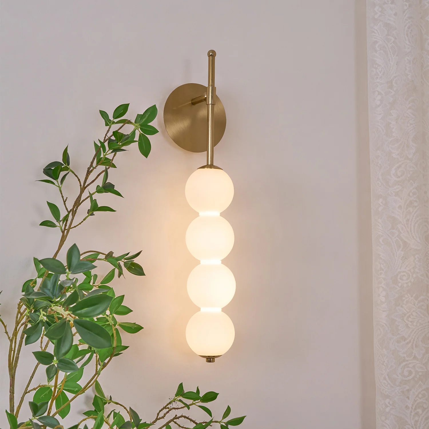 Abacus Wall Lamp - Set of 2 / Gold & Plastic ball / Warm White