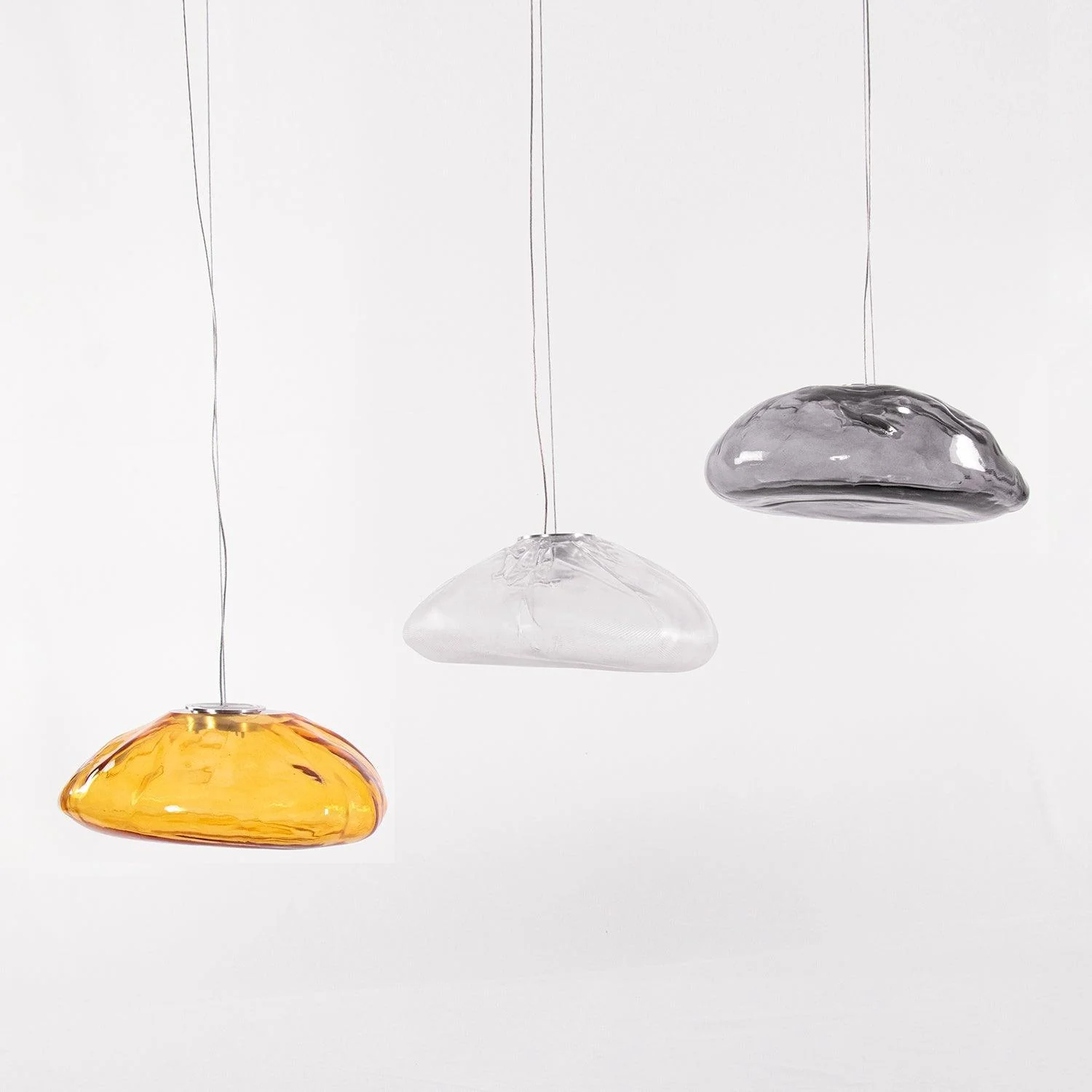 Подвесной светильник Blown Glass Mesh - 20 подвесов, круглое крепление, ∅20см, белый, стекло