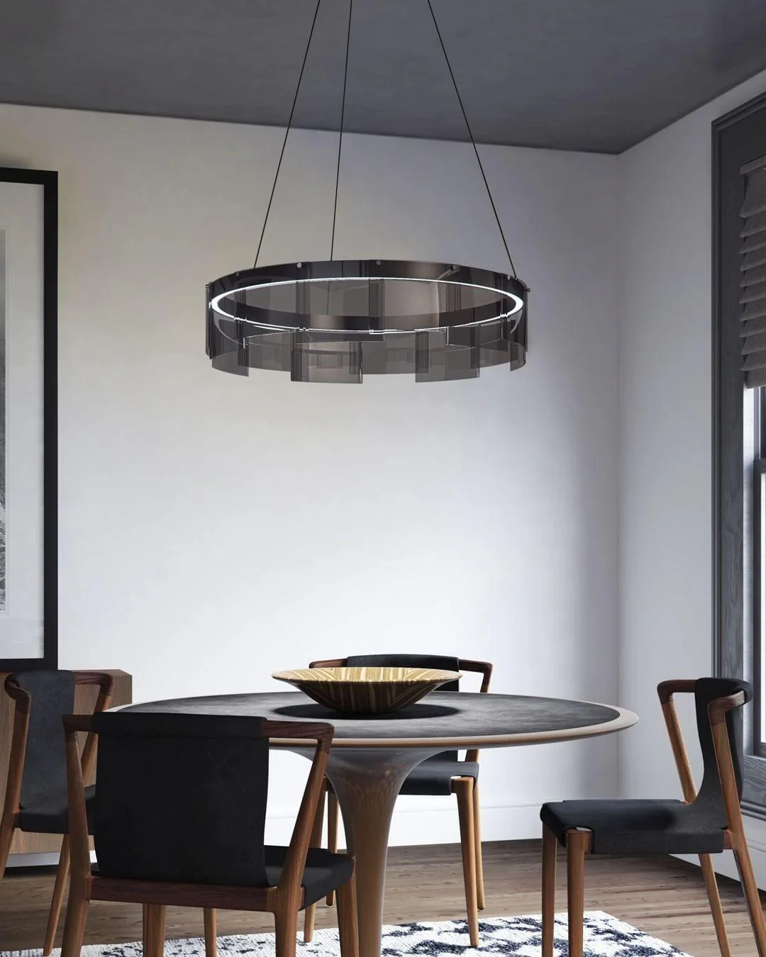 Люстра Stratos LED - ∅80см x 20см, черный, теплый свет