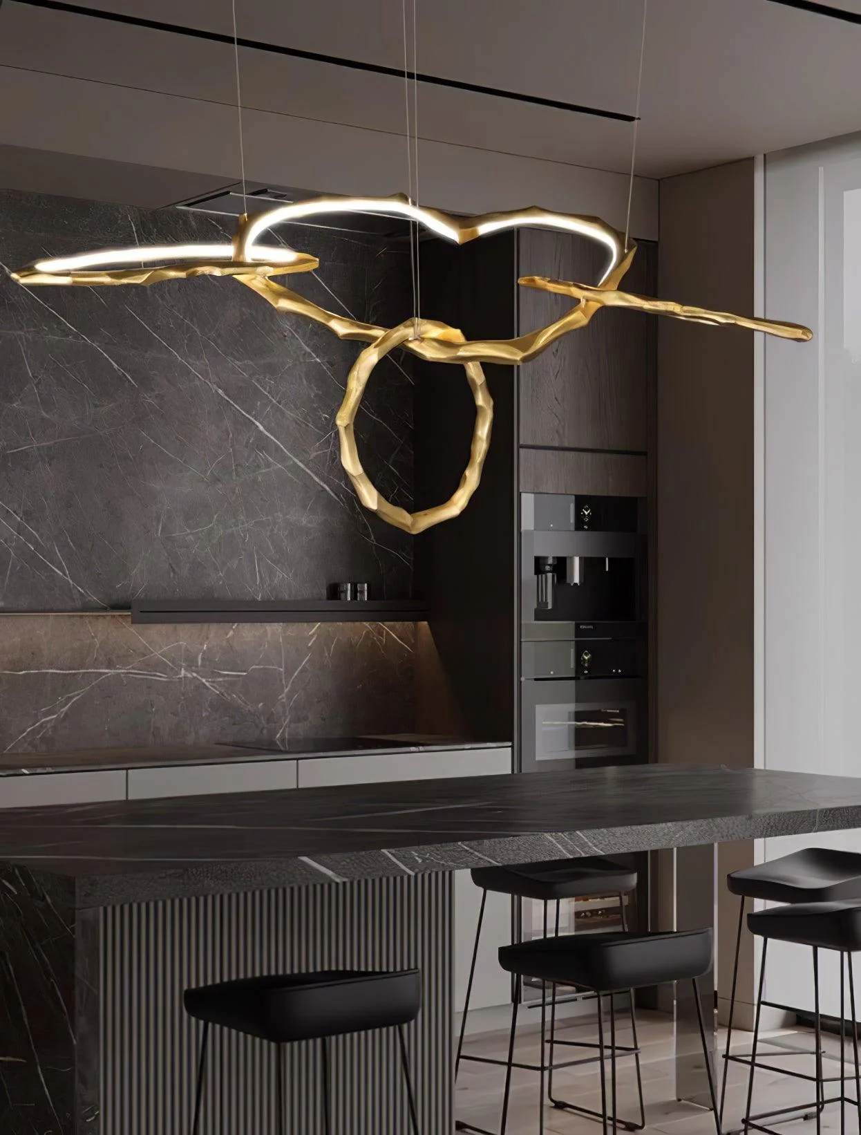 Люстра Cloud Rings Series Brass - ∅823см x 244см x 138см, золотой, белый, теплый свет
