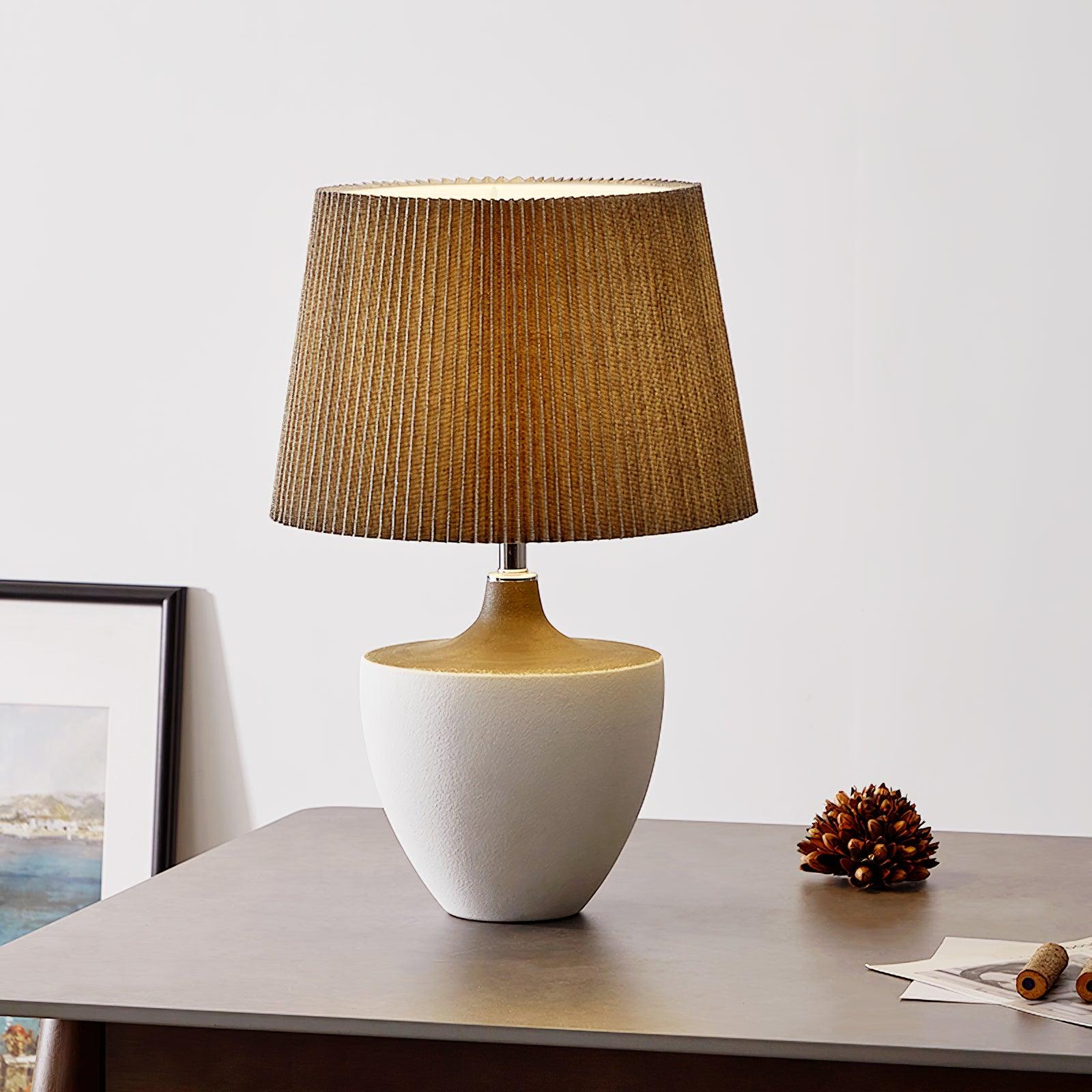 Ghassan Table Lamp - ∅ 13″ x H 15.4″ / Dia 33cm x H 39cm / Grey / UK plug