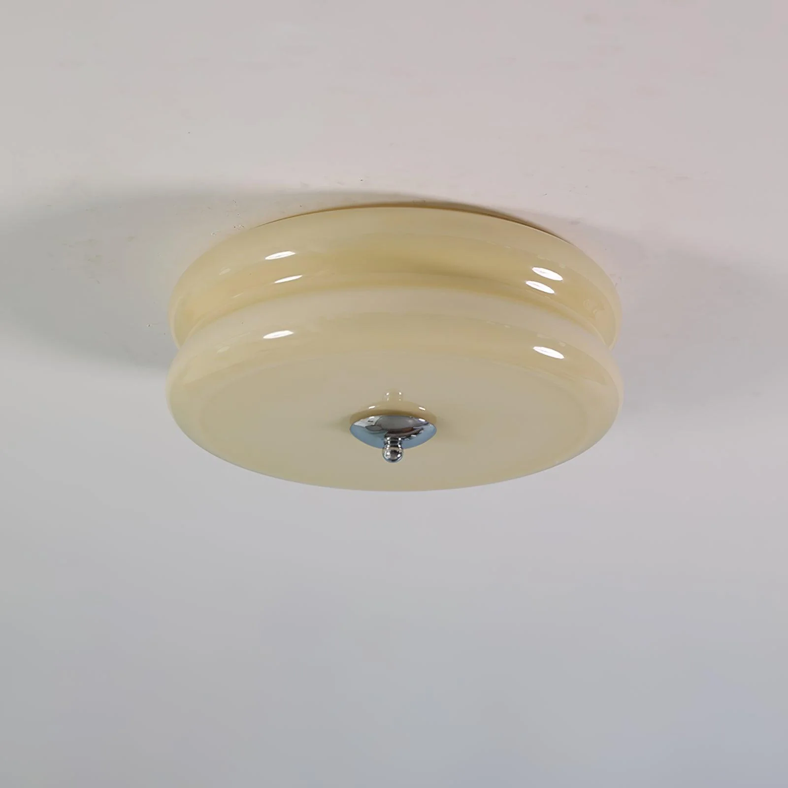 Потолочный светильник Art Deco Vintage - ∅40см x 13см, золотой, бежевый, диммер, теплый свет