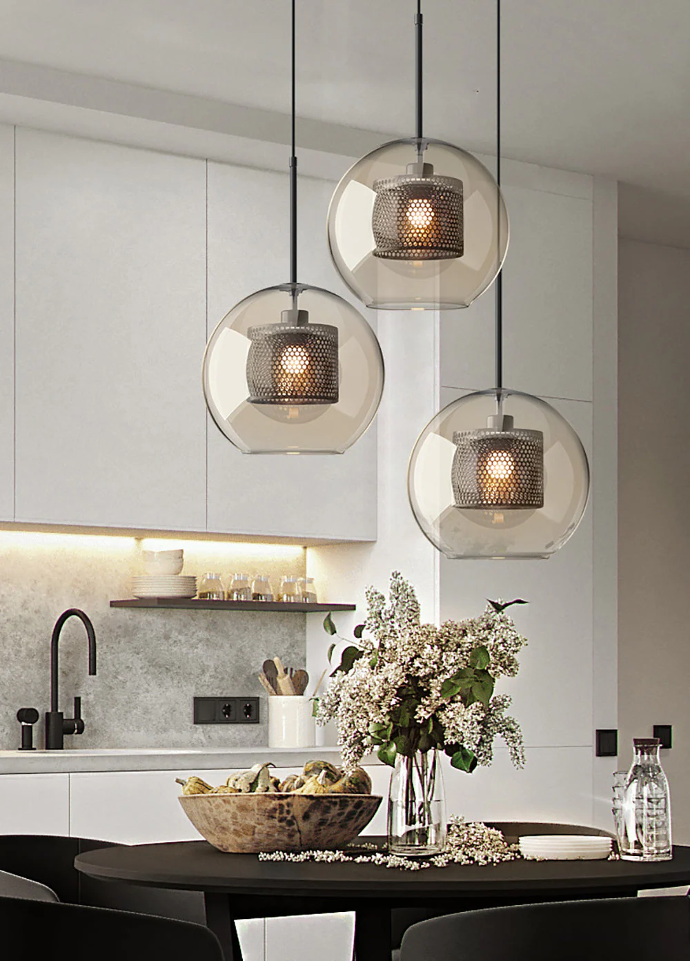 Подвесной светильник Chiswick Glass - груша, ∅25см x 28см, черный, стекло