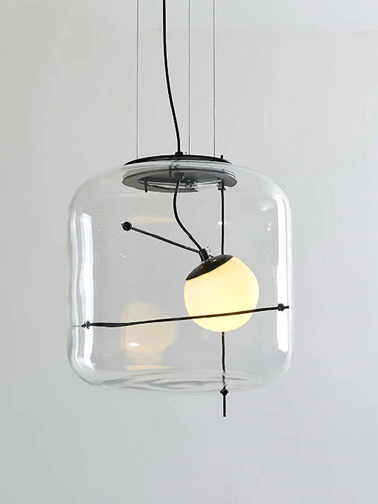 Подвесной светильник Plot Glass - ∅38см x 28см, прозрачный, черный
