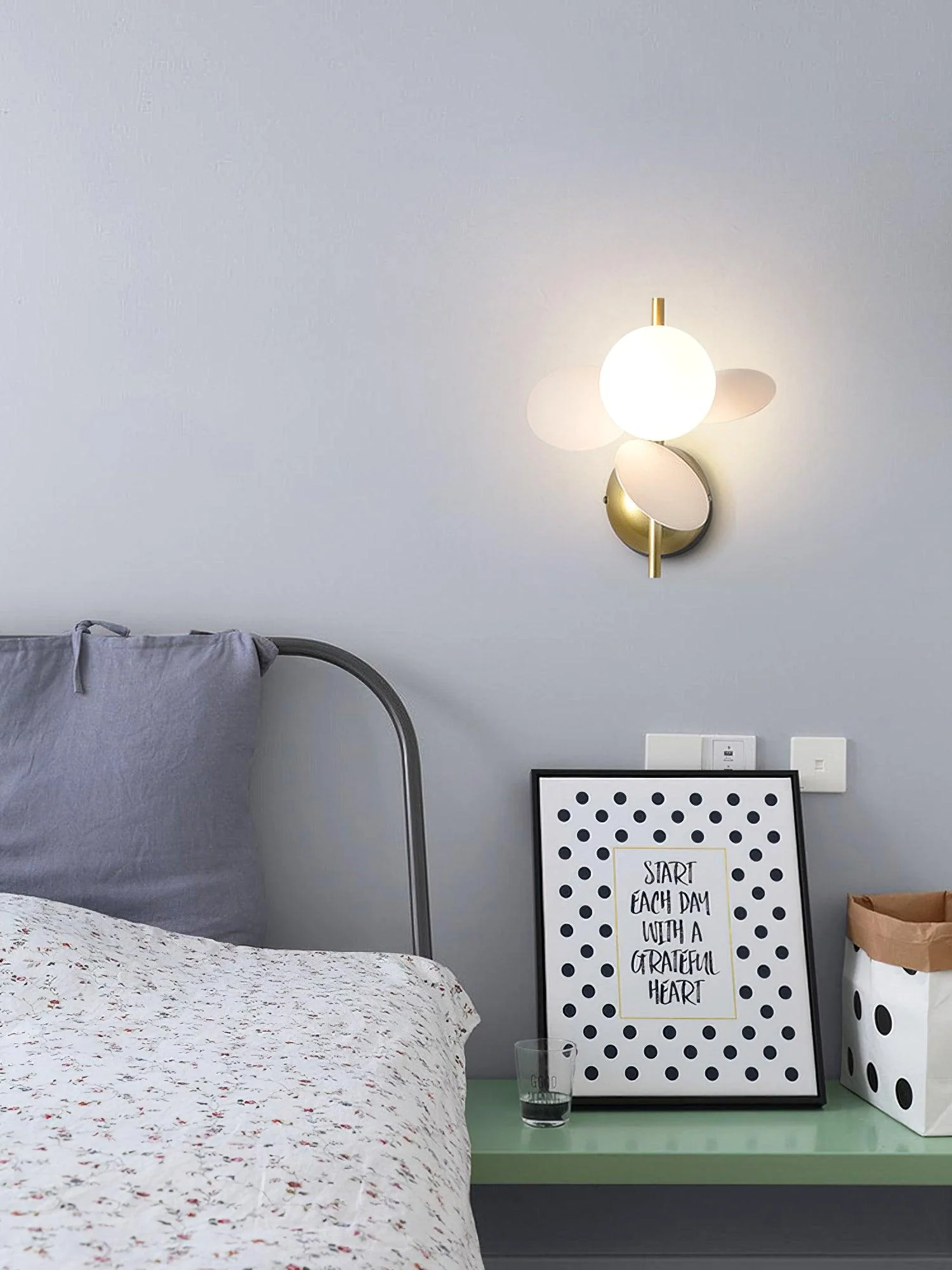 Round Macaron Wall Lamp - Set of 2 / Grey