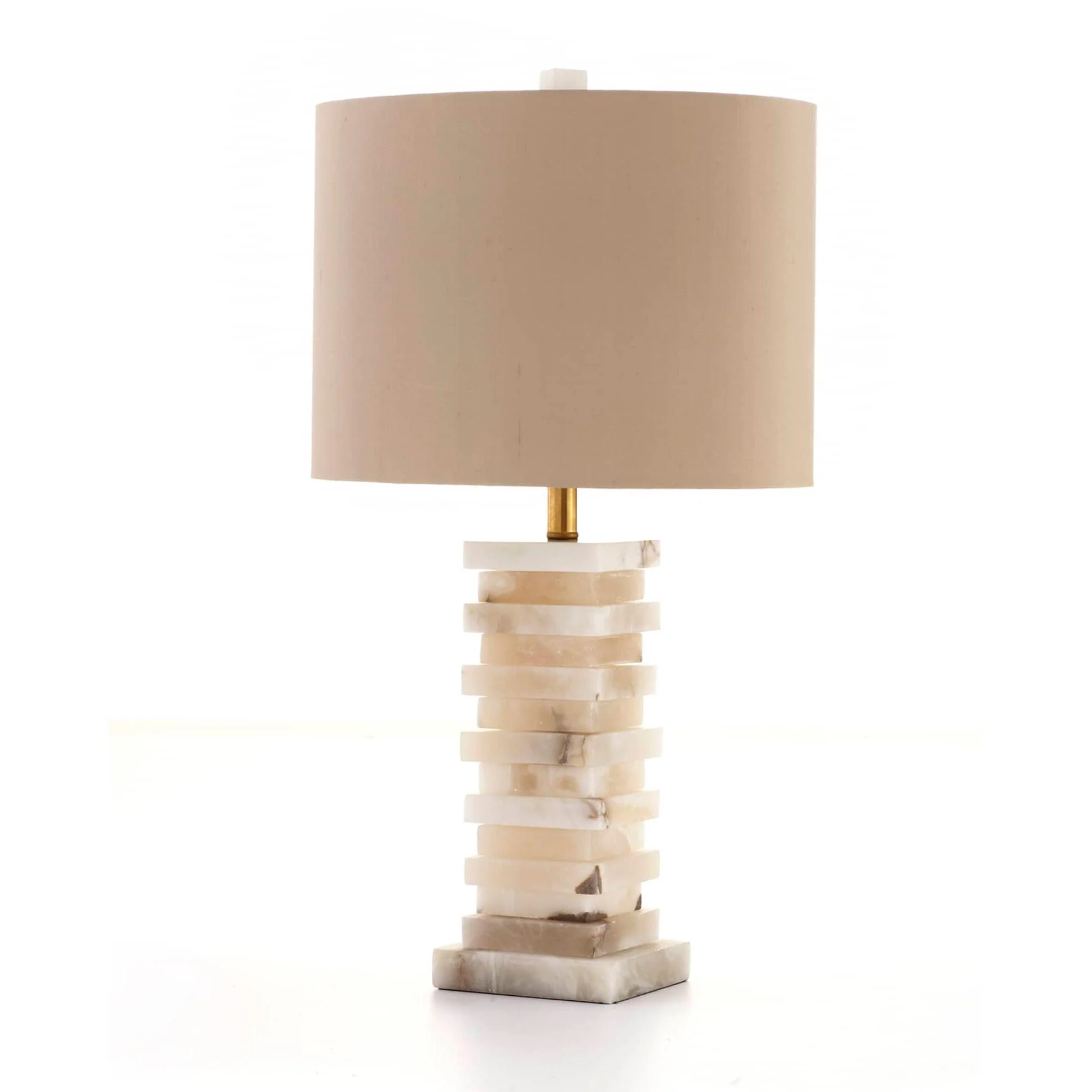 Stacked Alabaster Table Lamp - ∅ 14.2″ x H 25.6″ / Dia 36cm x H 65cm / White / AU plug
