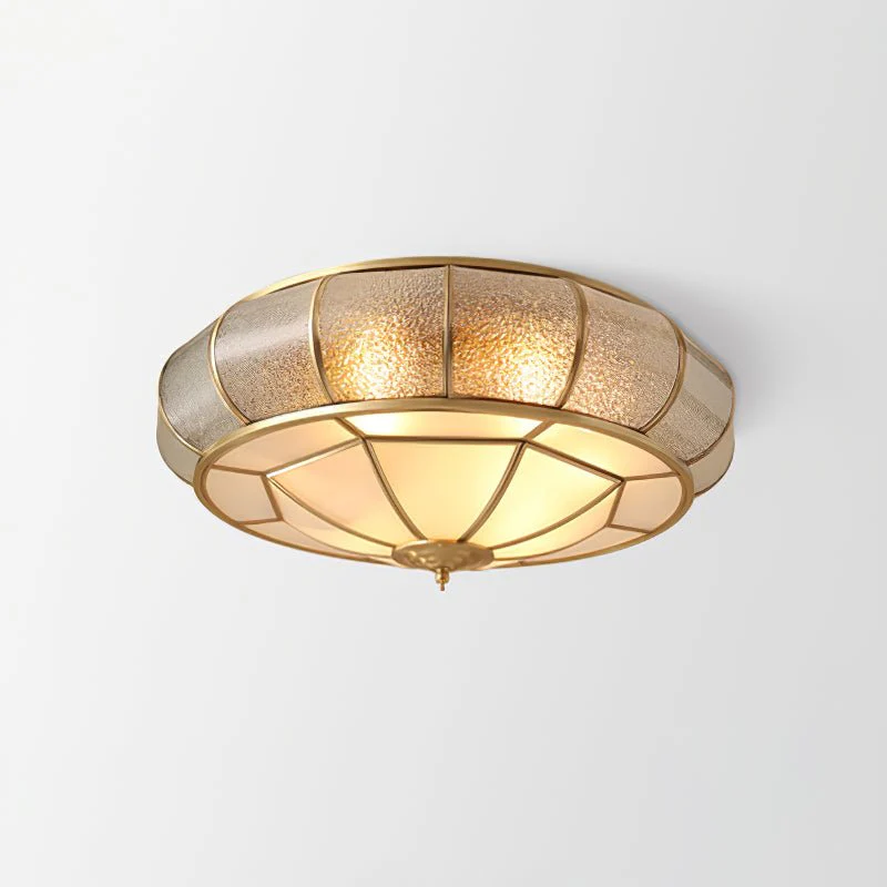 Потолочный светильник Round Textured Glass - ∅60см х 23см, латунь