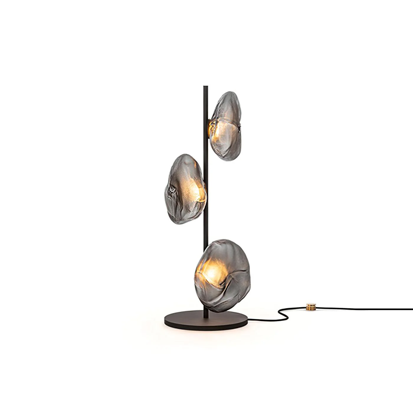 Glass Petals Table Lamp - ∅ 13.8″ x H 35.4″ / Dia 35cm x H 90cm / Gold+Smoke gray / US plug
