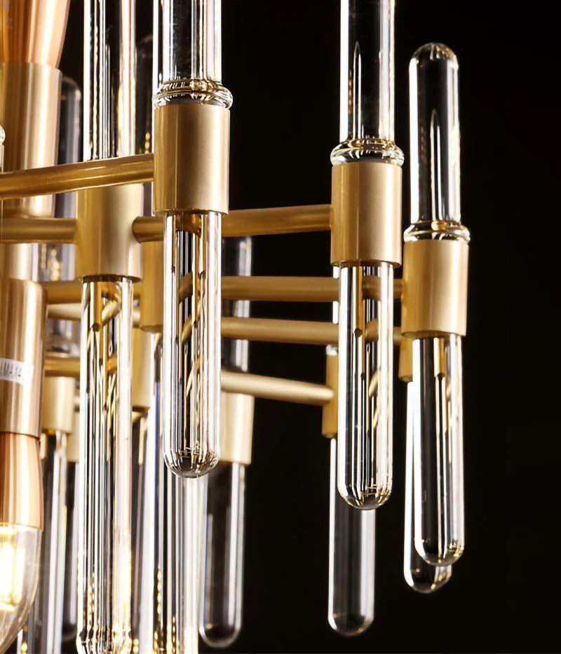 Люстра Vintage Antique Brass - 10 плафонов ∅62см х 60см, латунь, прозрачный кристалл