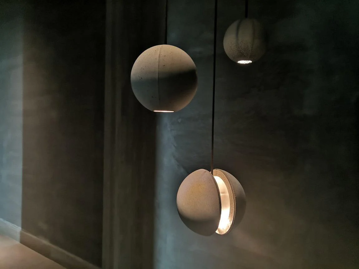Подвесной светильник Moon Concrete - 2 плафона ∅24см x 150см, серый