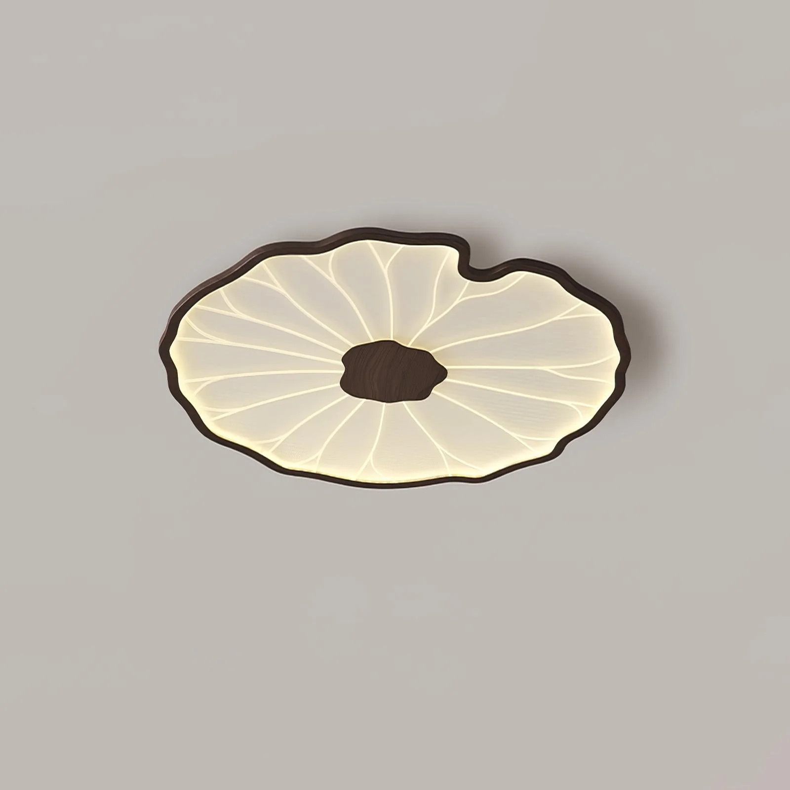 Потолочный светильник Lotus Leaf Acrylic - ∅40см x 4см, орех, теплый свет