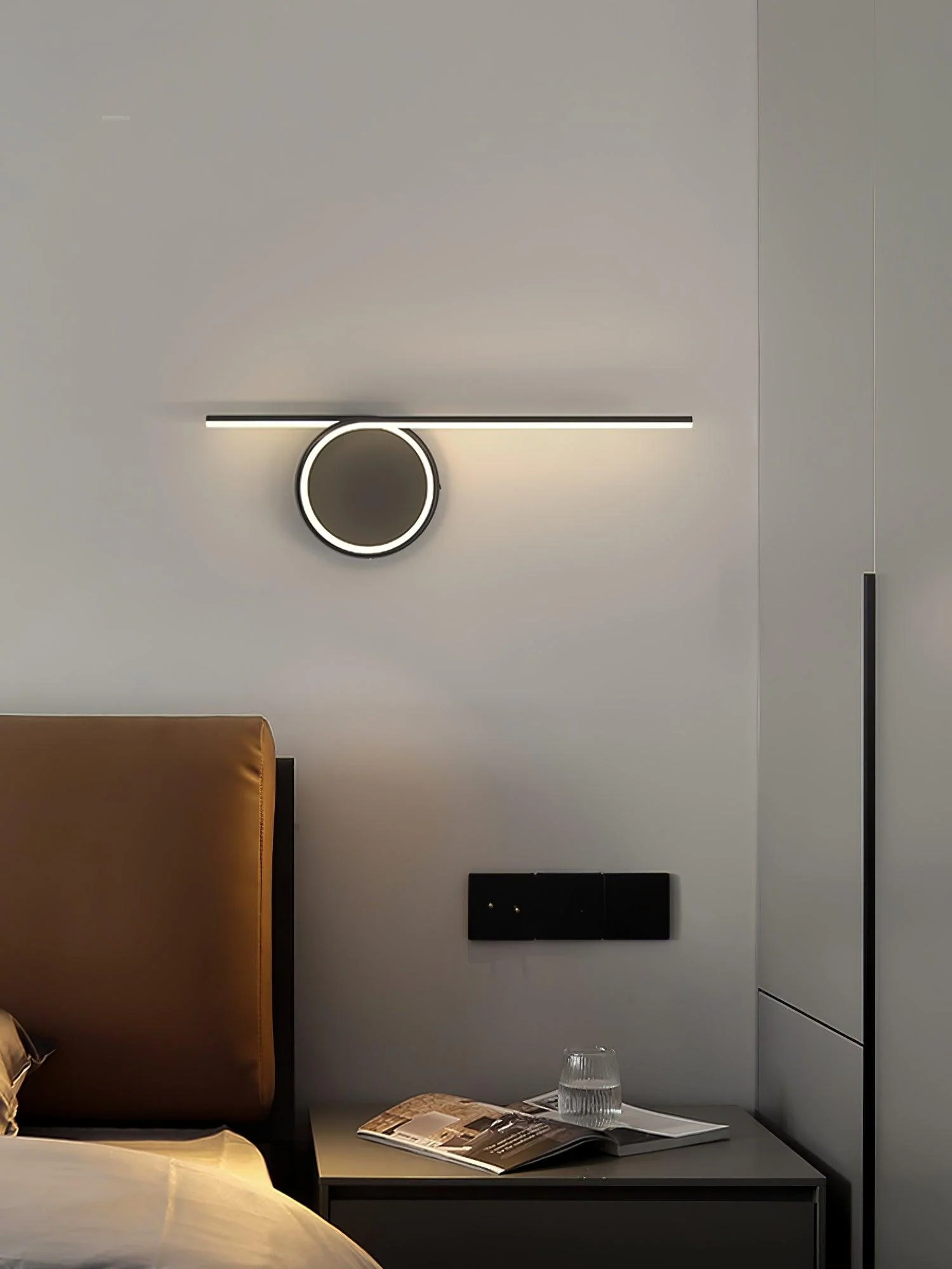 Rhythmic Line Wall Light - 1 ring ∅ 23.6″ x H 7.1″ / Dia 60cm x H 18cm Set of 2 / Black / Three-Color Changing Light