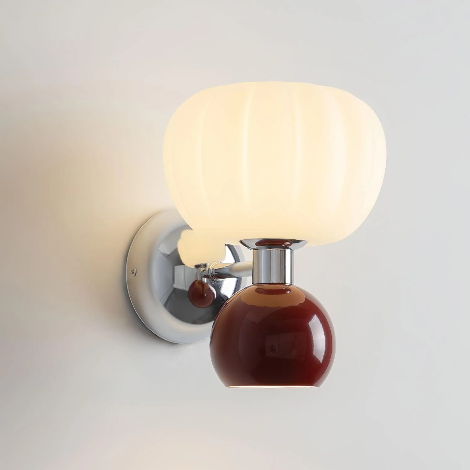 Moderno Cream Sconce - Set of 2 / Chrome & Green