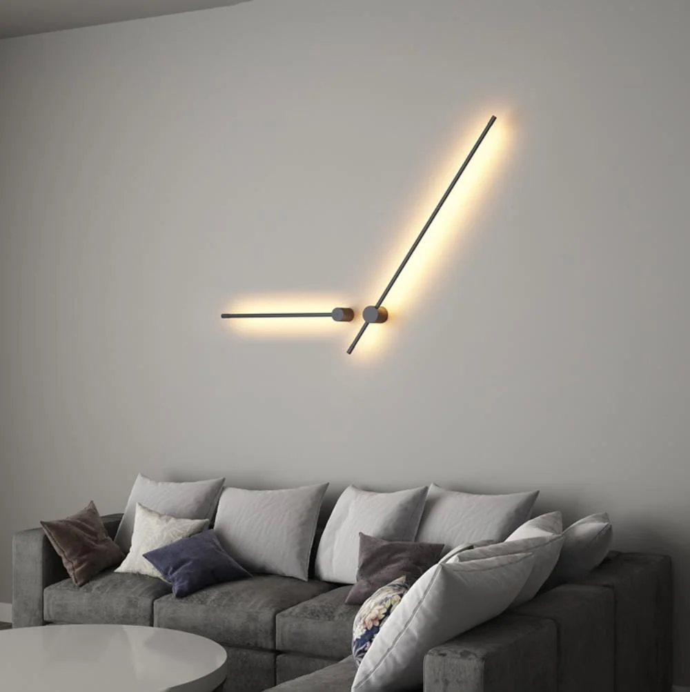 Linear LED Wall Light - Model C Set of 2 / Black / Cold Light